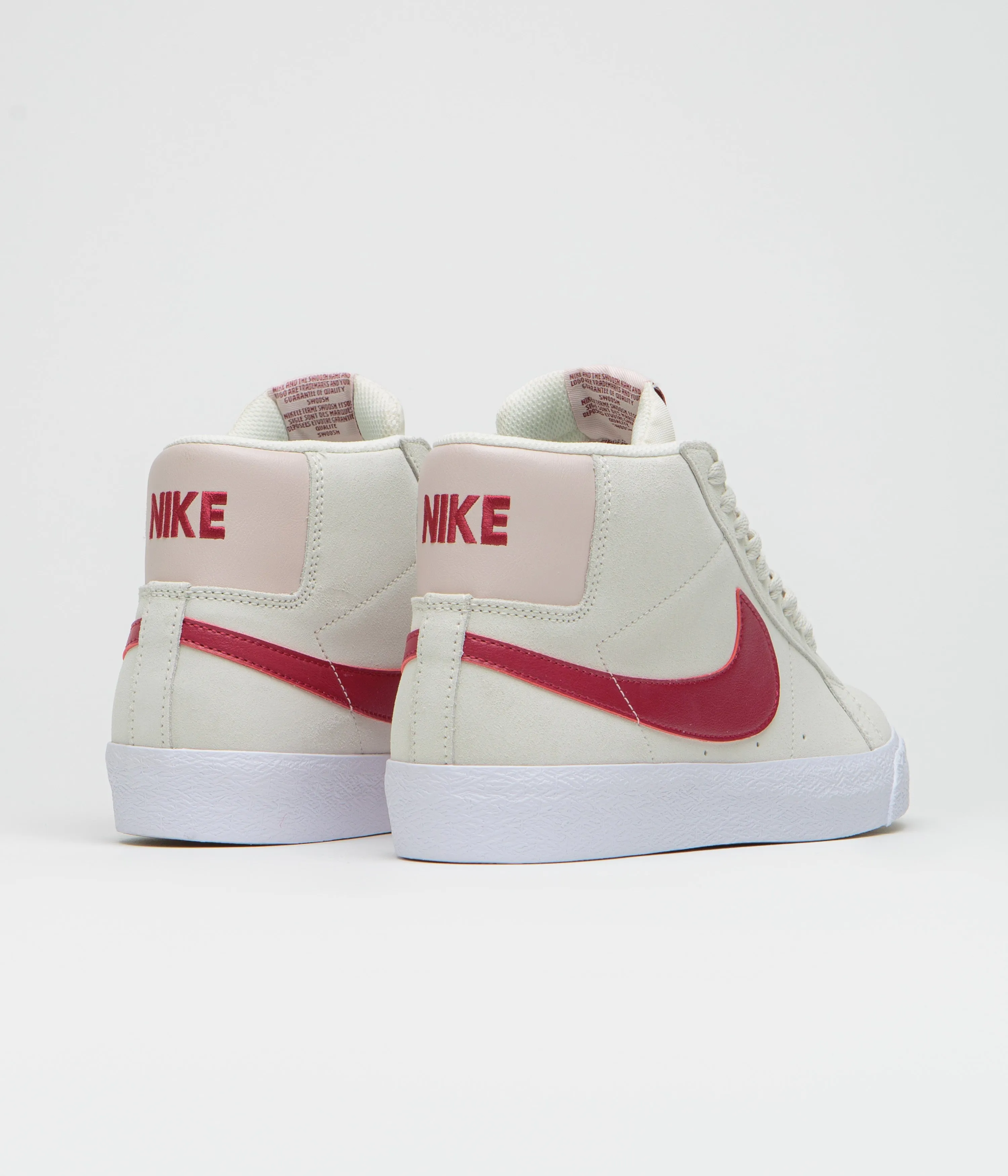 Roomie Fit Nike SB Blazer Mid Shoes - Pale Ivory / Noble Red - Silt Red - White
