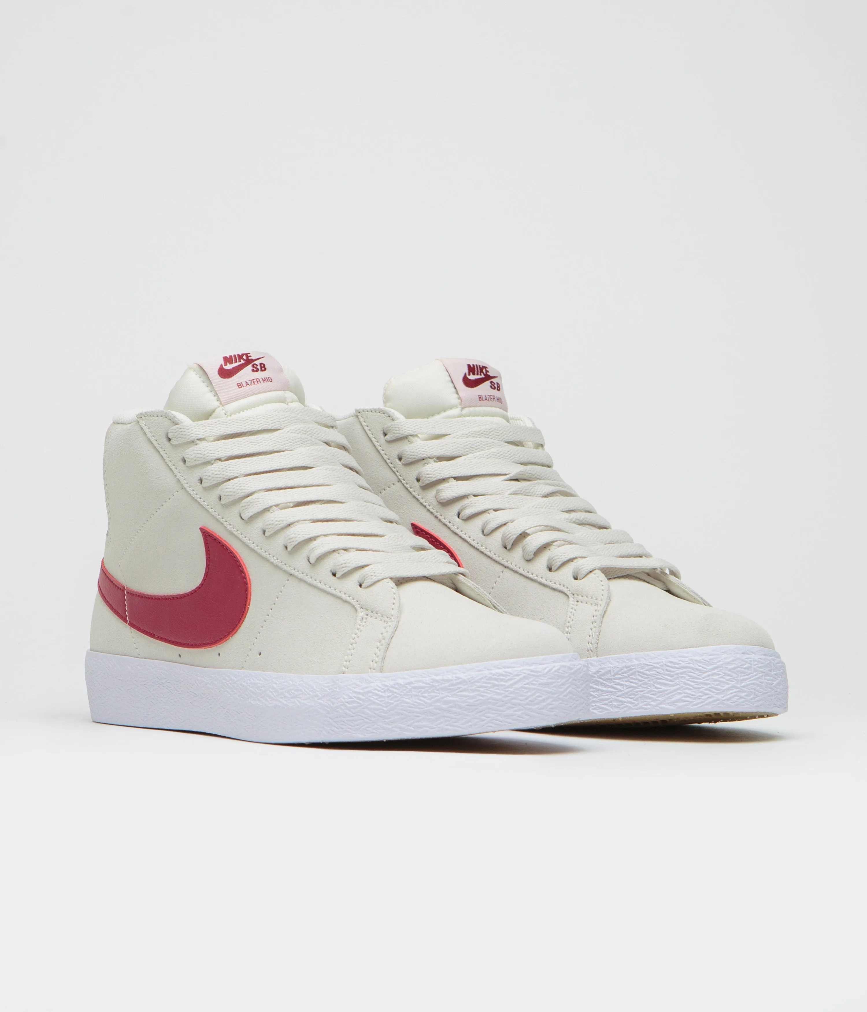 Nike SB Blazer Mid Shoes - Pale Ivory / Noble Red - Silt Red - White No Bulk
