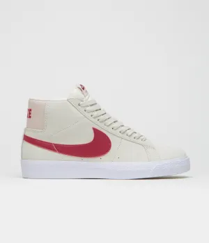 Jump Hike Nike SB Blazer Mid Shoes - Pale Ivory / Noble Red - Silt Red - White