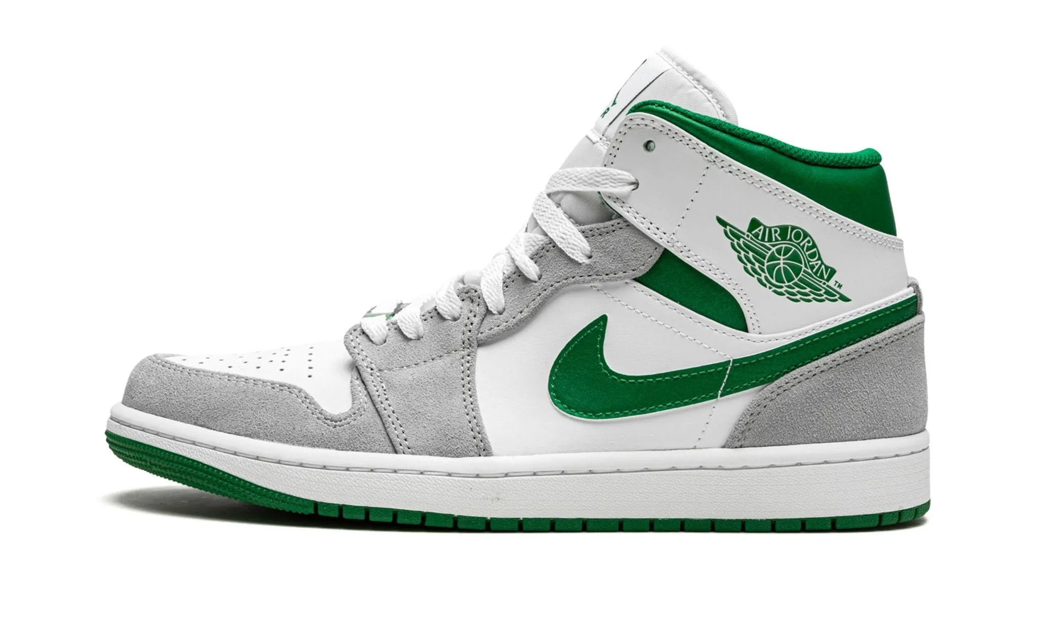 Air Jordan 1 Mid SE Grey Pine Green White Seamless Fit Walk Free