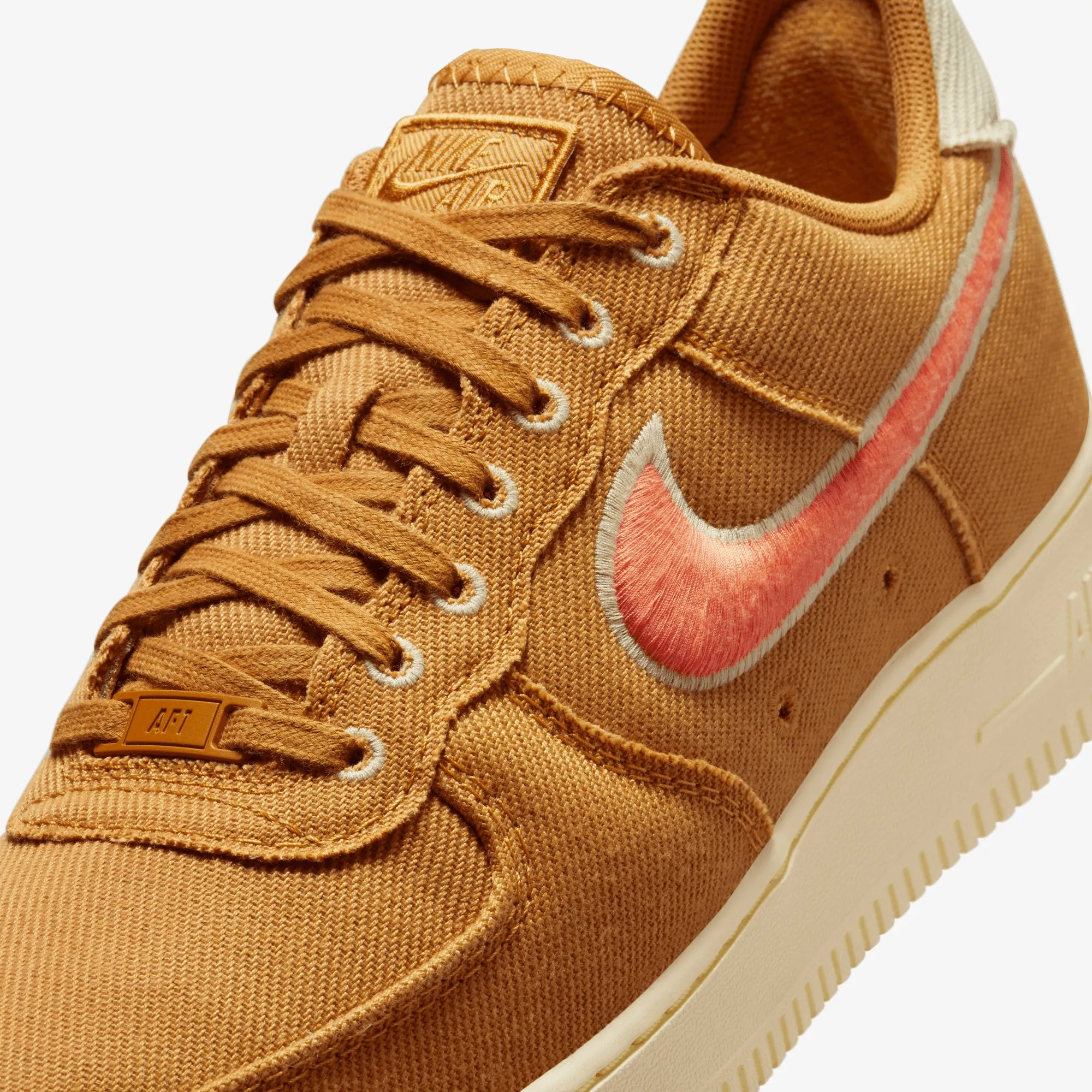 NIKE | AIR FORCE 1 LOW CANVAS { WHEAT/ORANGE TRANCE-TEAM GOLD-ALABASTER Strong Grip
