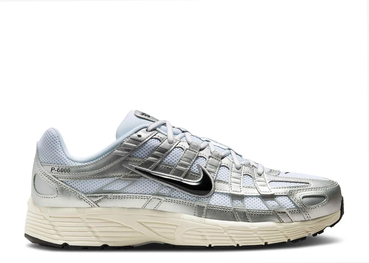 budget - friendly shoe price EVA - midsole - comfort - cushion shoes Nike P-6000 White Metallic Silver Flat Silver Black