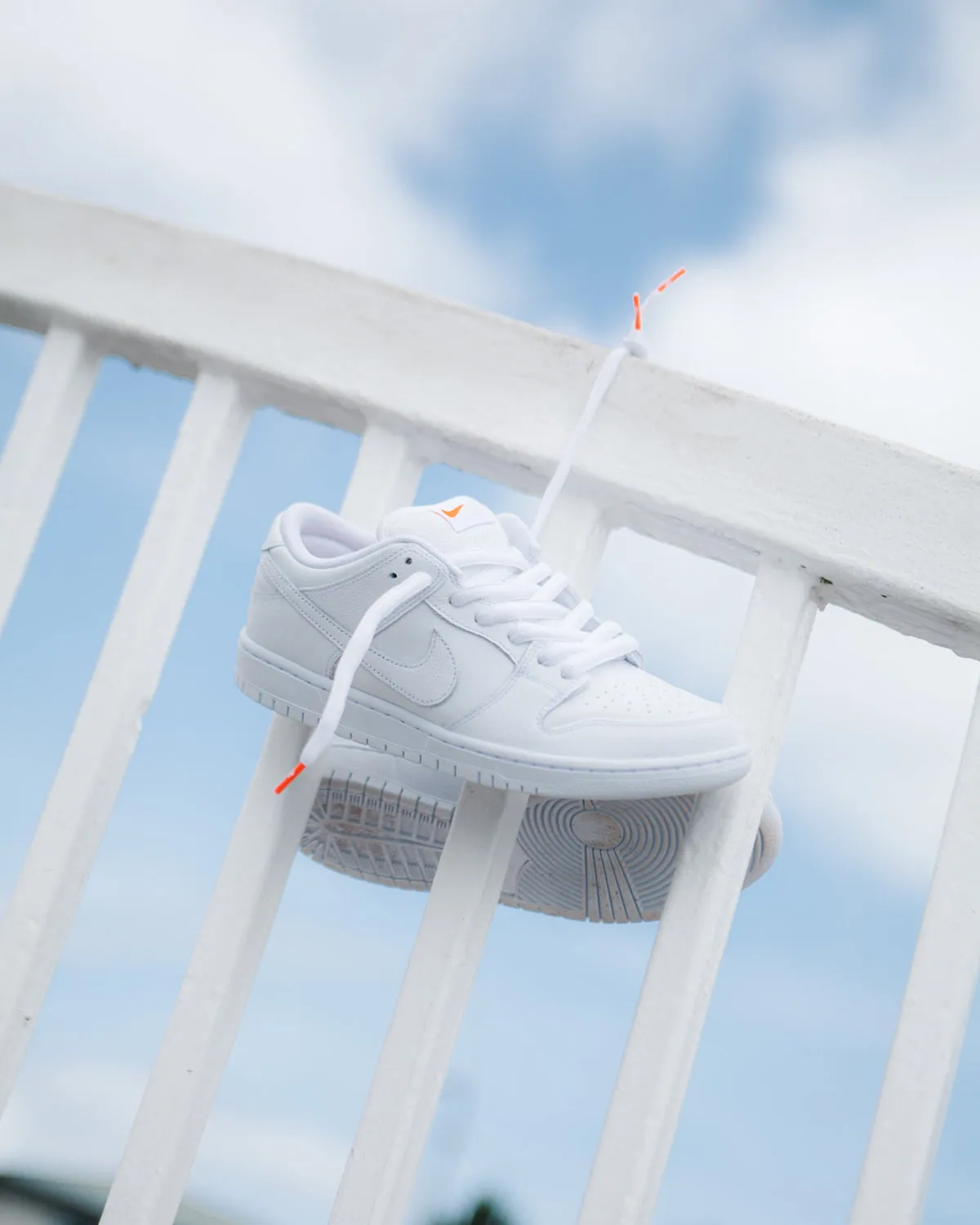Nike SB Orange Label Dunk Low Pro Shoes - White / White - White - White Soft Detail