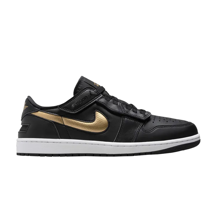 Air Jordan 1 Low FlyEase 'Black Metallic Gold' Meadow Glow Easy To Clean