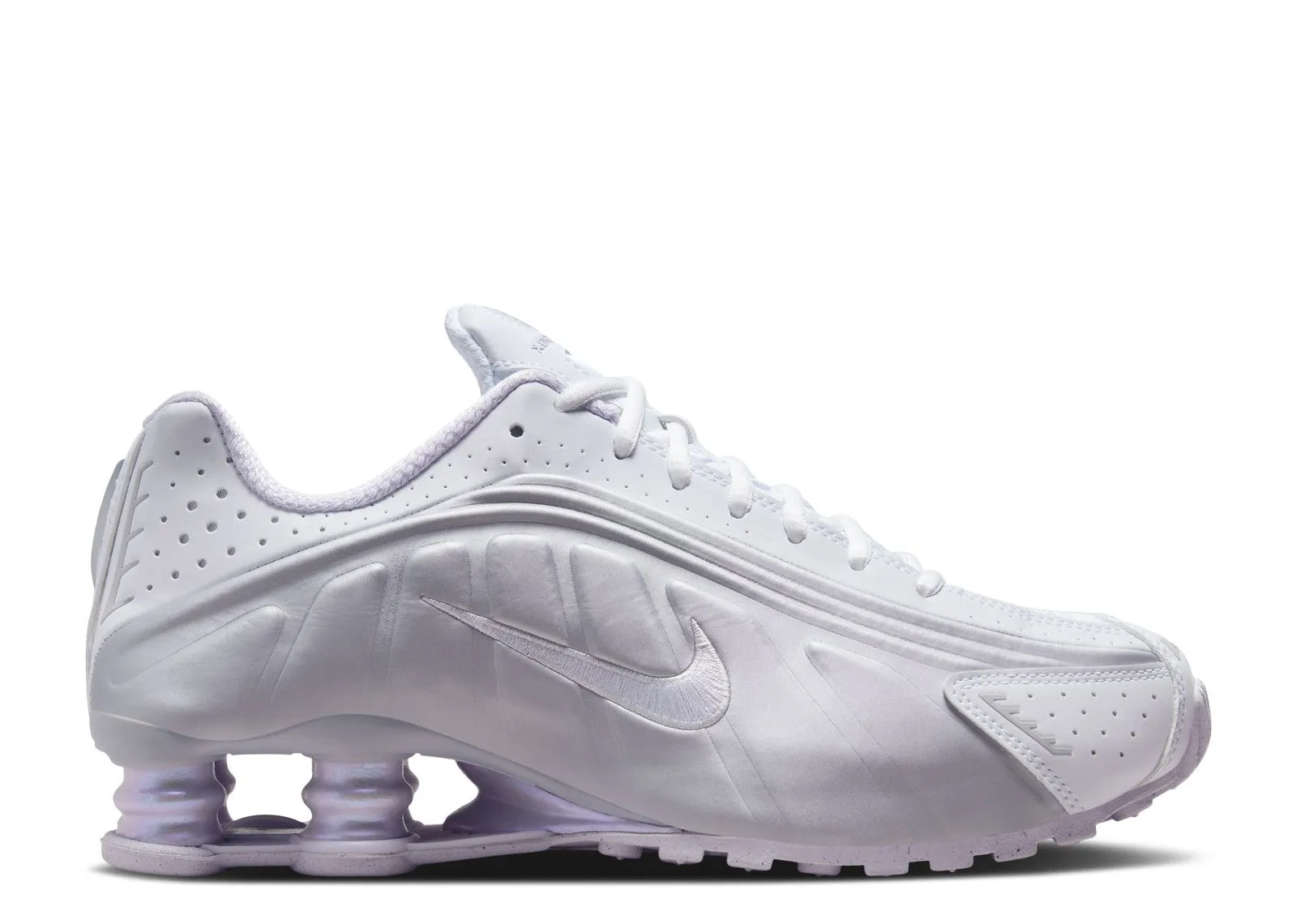 Nike Shox R4 White Metallic Platinum Barely Grape racing footwear