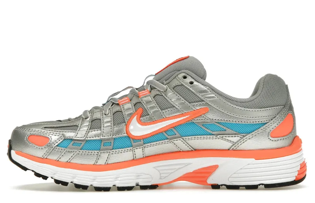 Nike P-6000 Metallic Silver Crimson Blue Fury (Women's) solid - color running shoes fabric - lining shoes