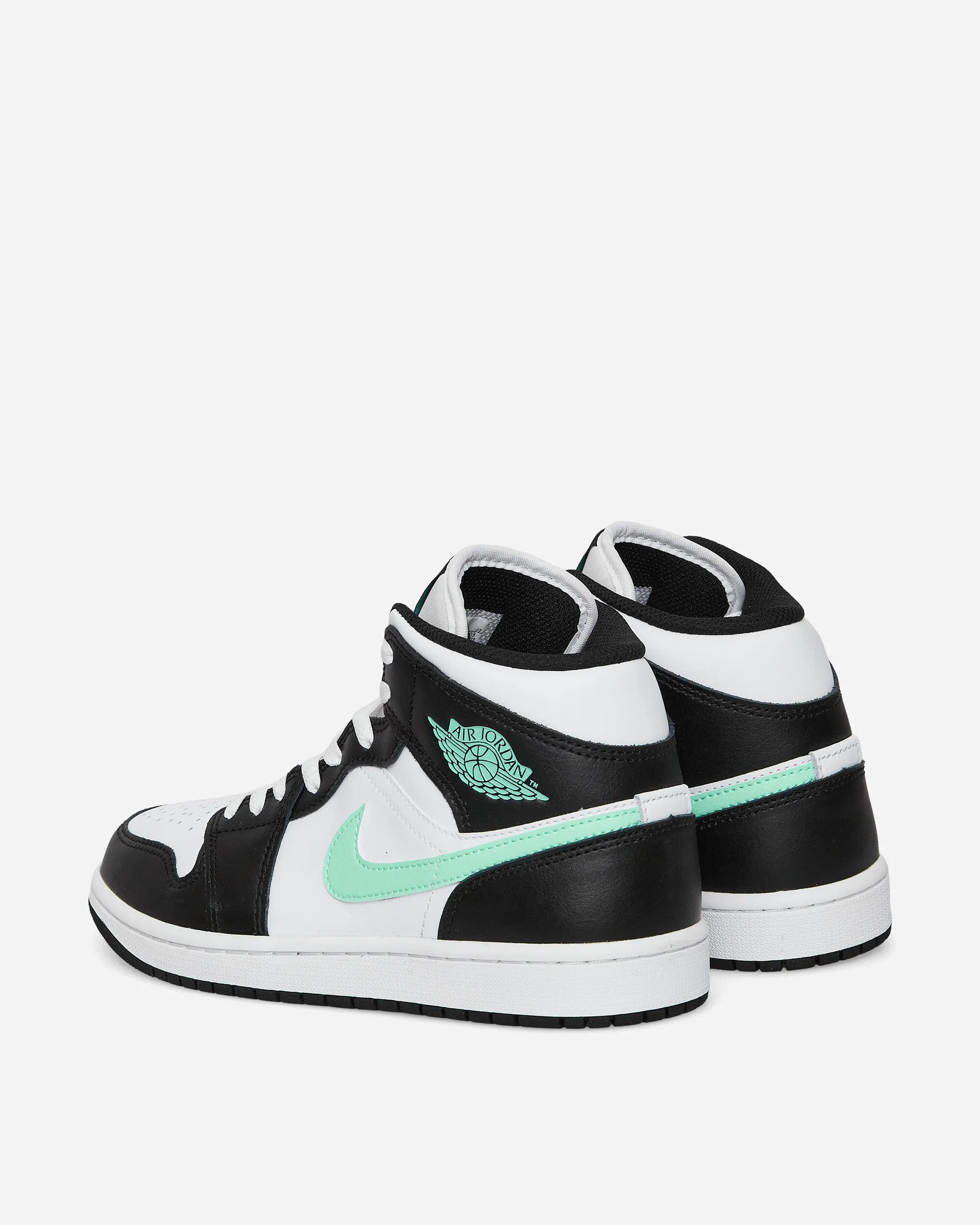 Air Jordan 1 Mid Sneakers White / Black / Green Glow Multi Purpose