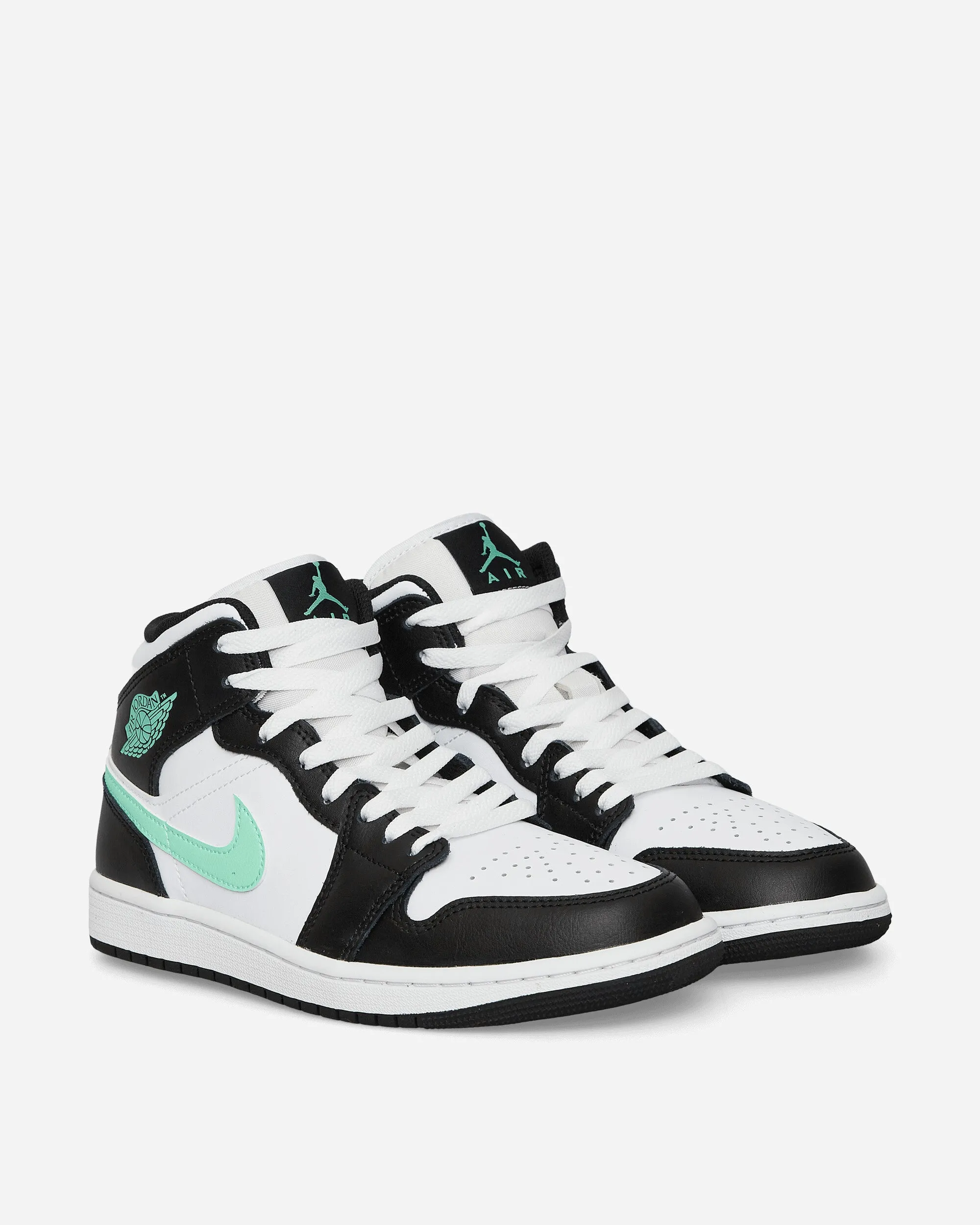 Week Easy Air Jordan 1 Mid Sneakers White / Black / Green Glow