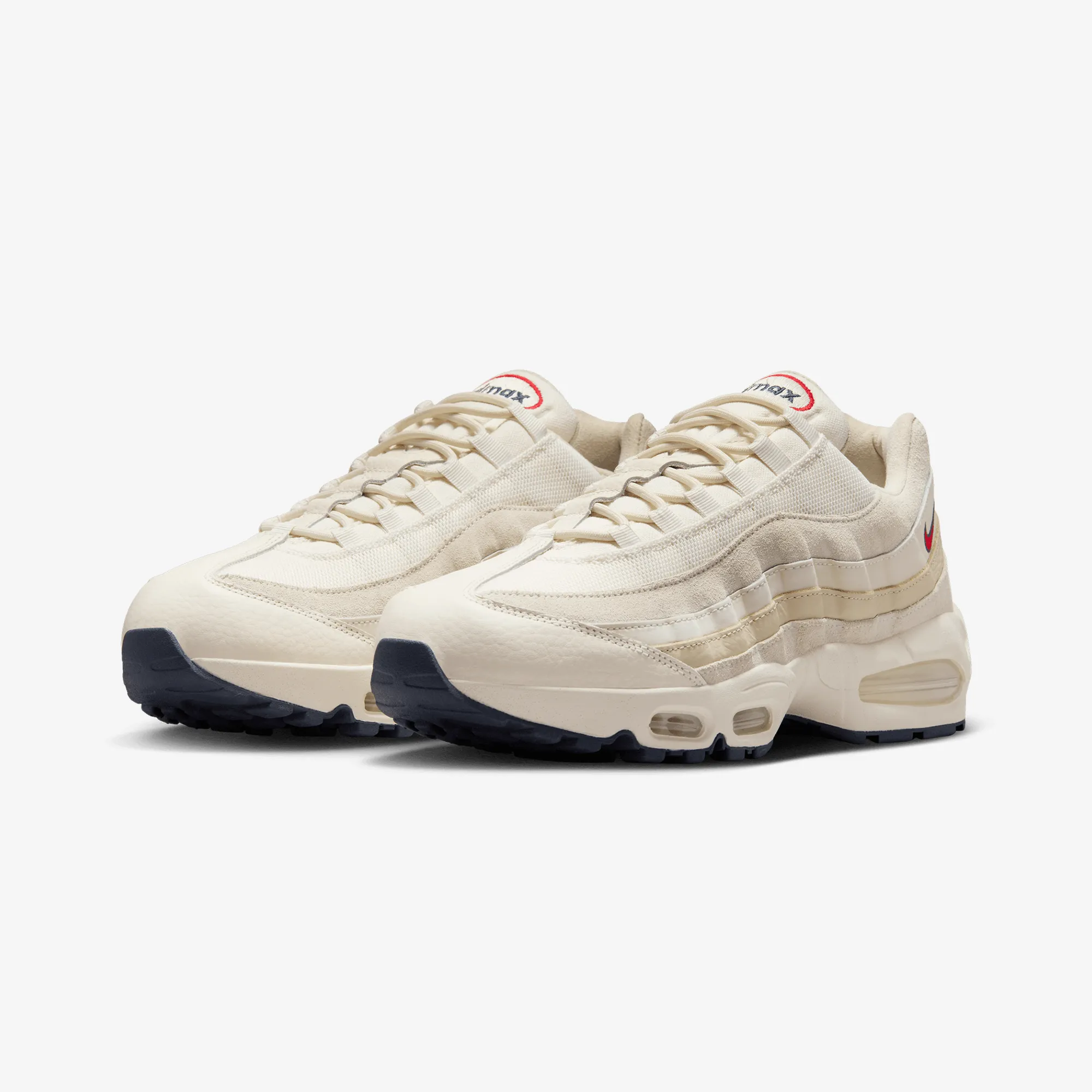 Nike | AIR MAX 95 OG  { PALE IVORY/UNIVERSITY RED-LT KHAKI-SAIL Classic Base Hot Pick