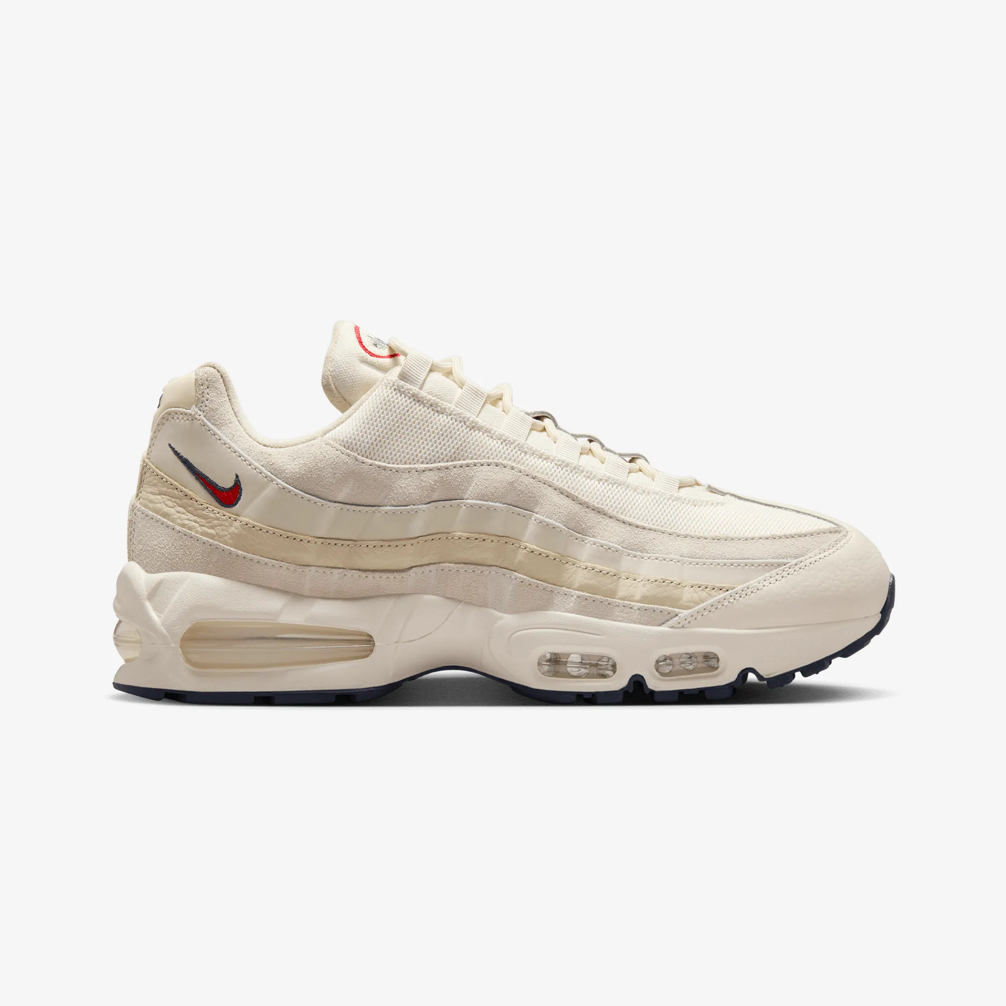 Nike | AIR MAX 95 OG  { PALE IVORY/UNIVERSITY RED-LT KHAKI-SAIL Storm Proof Field Fast