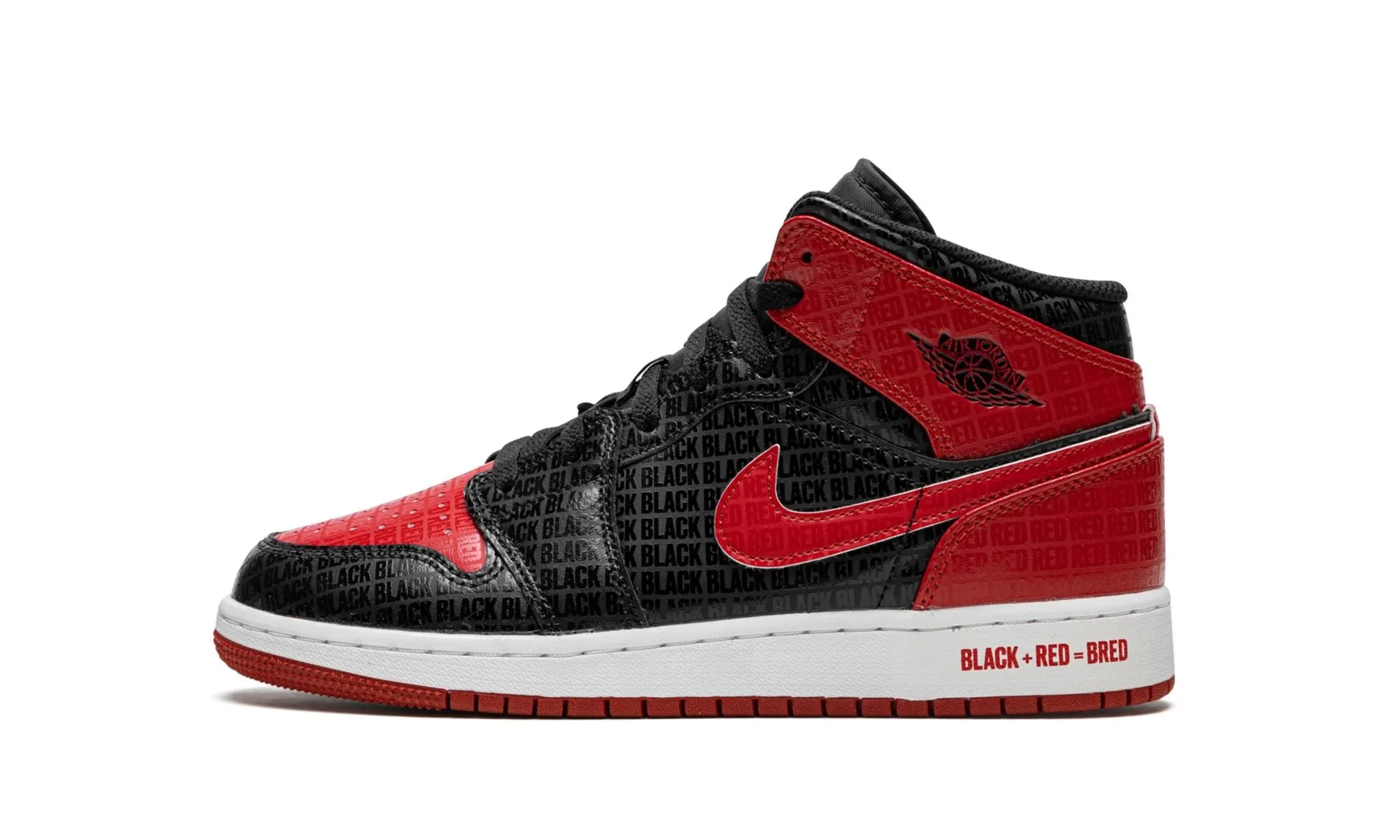 Air Jordan 1 Mid Bred Text (GS) Metal Pop Eco Materials