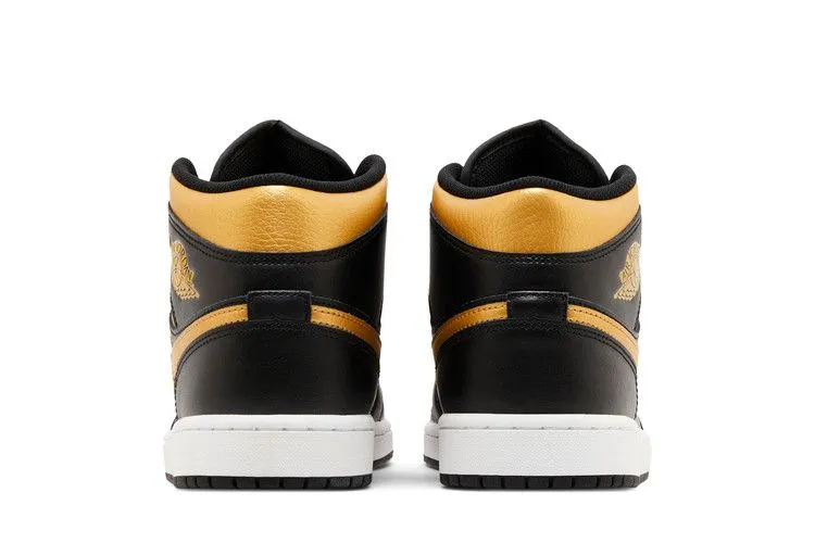 Slip Resistant Air Jordan 1 Mid 'Black Metallic Gold'