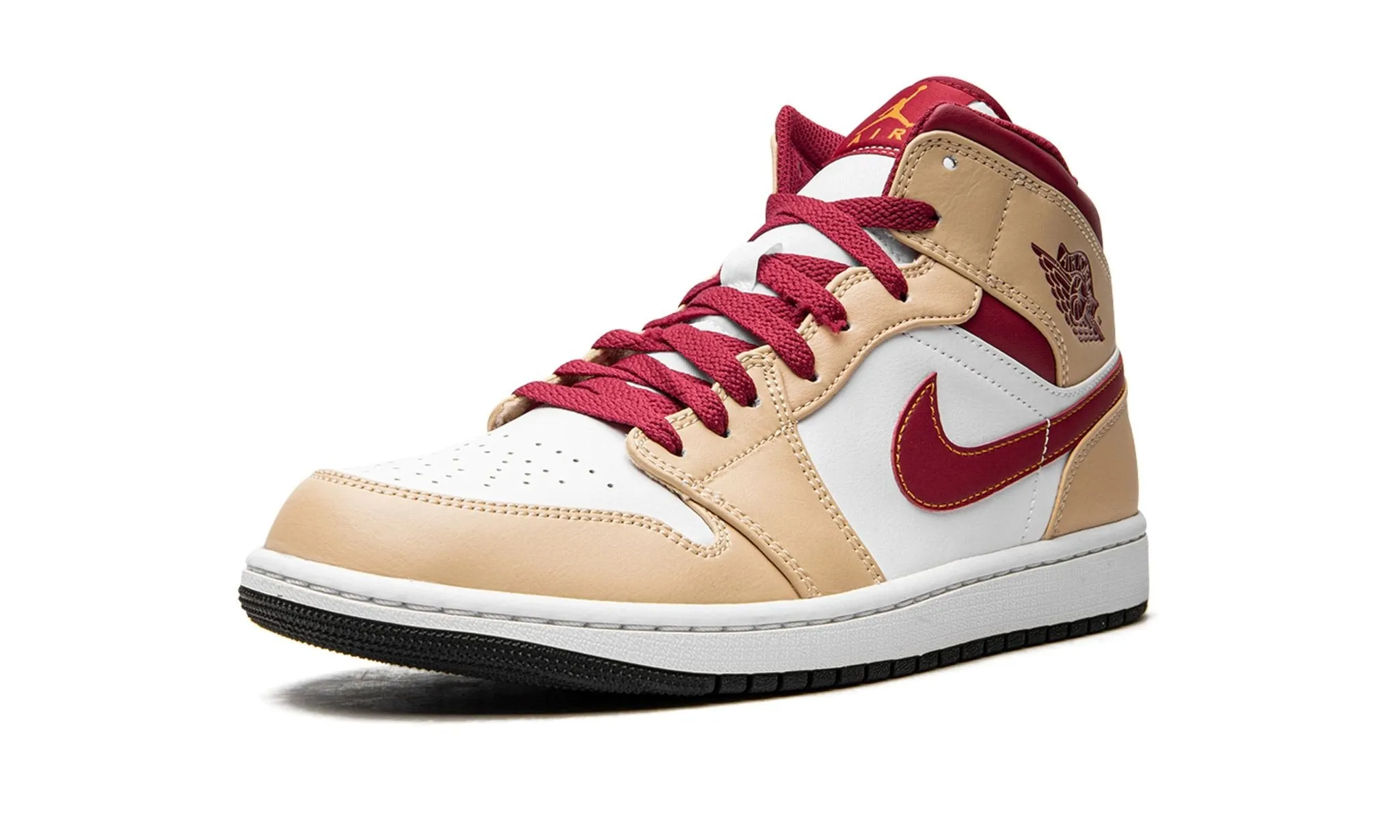 Air Jordan 1 Mid Light Curry Cardinal Red Premium Fit Peak Hike