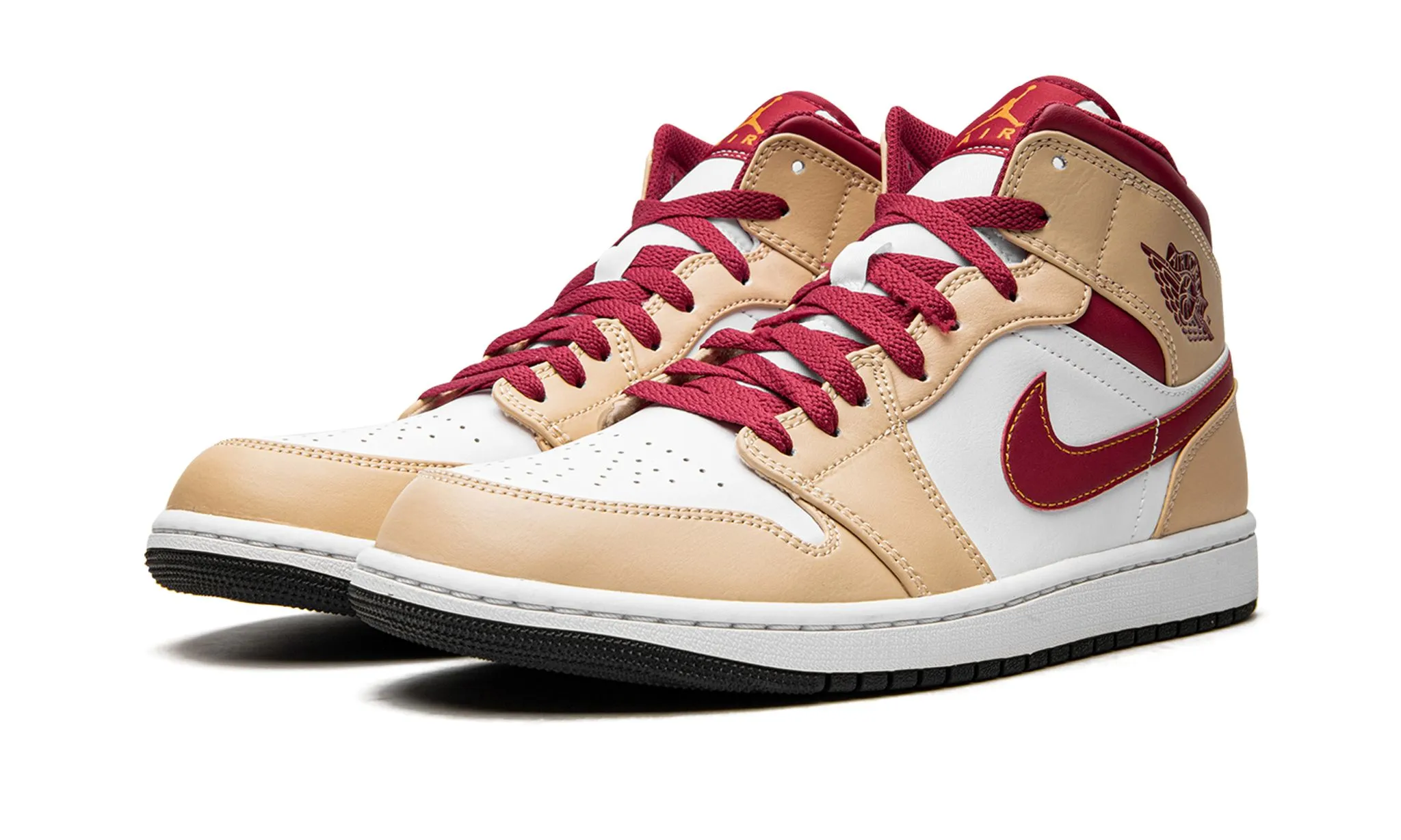 Air Jordan 1 Mid Light Curry Cardinal Red Urban Mood
