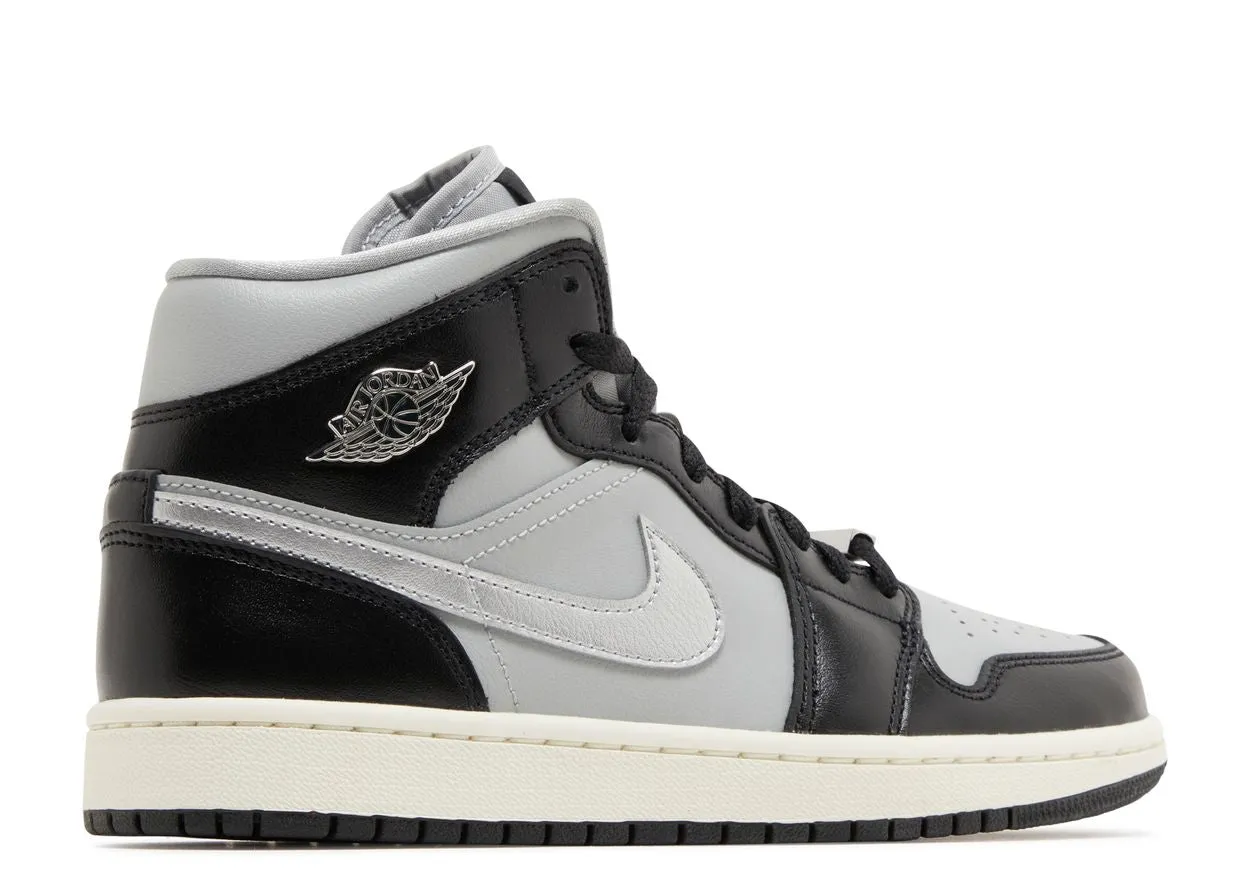 Trail Ease Embroidered design Air Jordan 1 Mid SE Black Metallic Silver