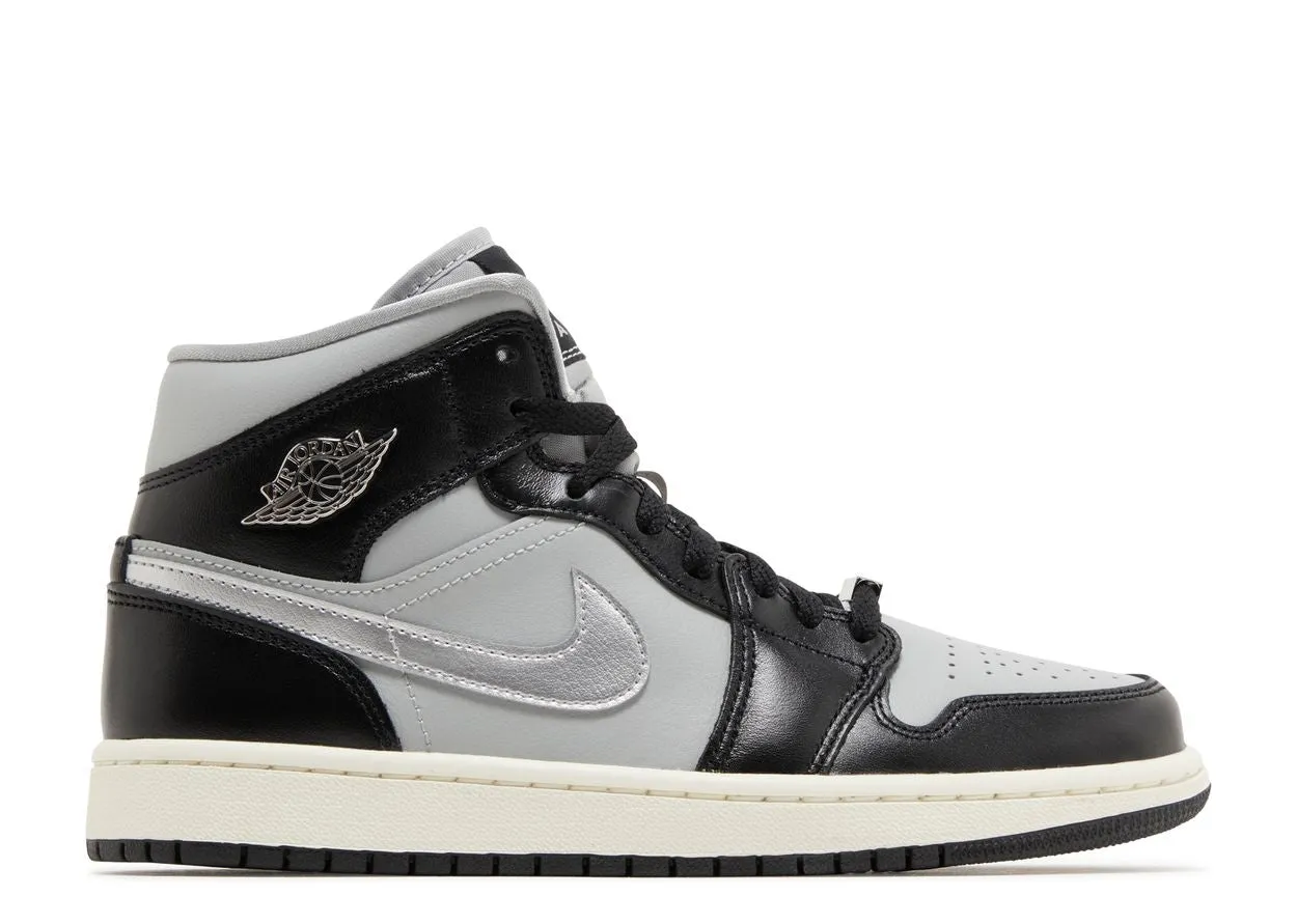 Air Jordan 1 Mid SE Black Metallic Silver City Stroll Relax Mode