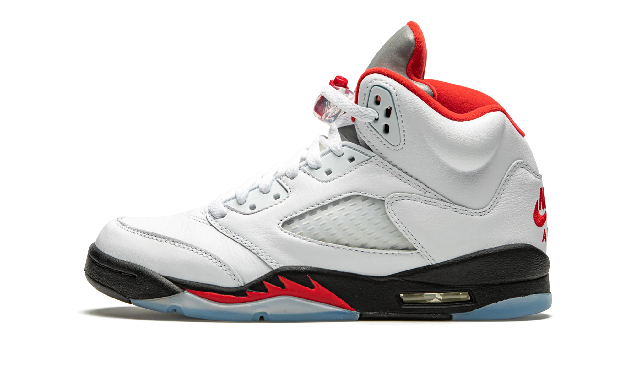 Jordan 5 Retro "Fire Red Silver Tongue" Grade School Midday Step