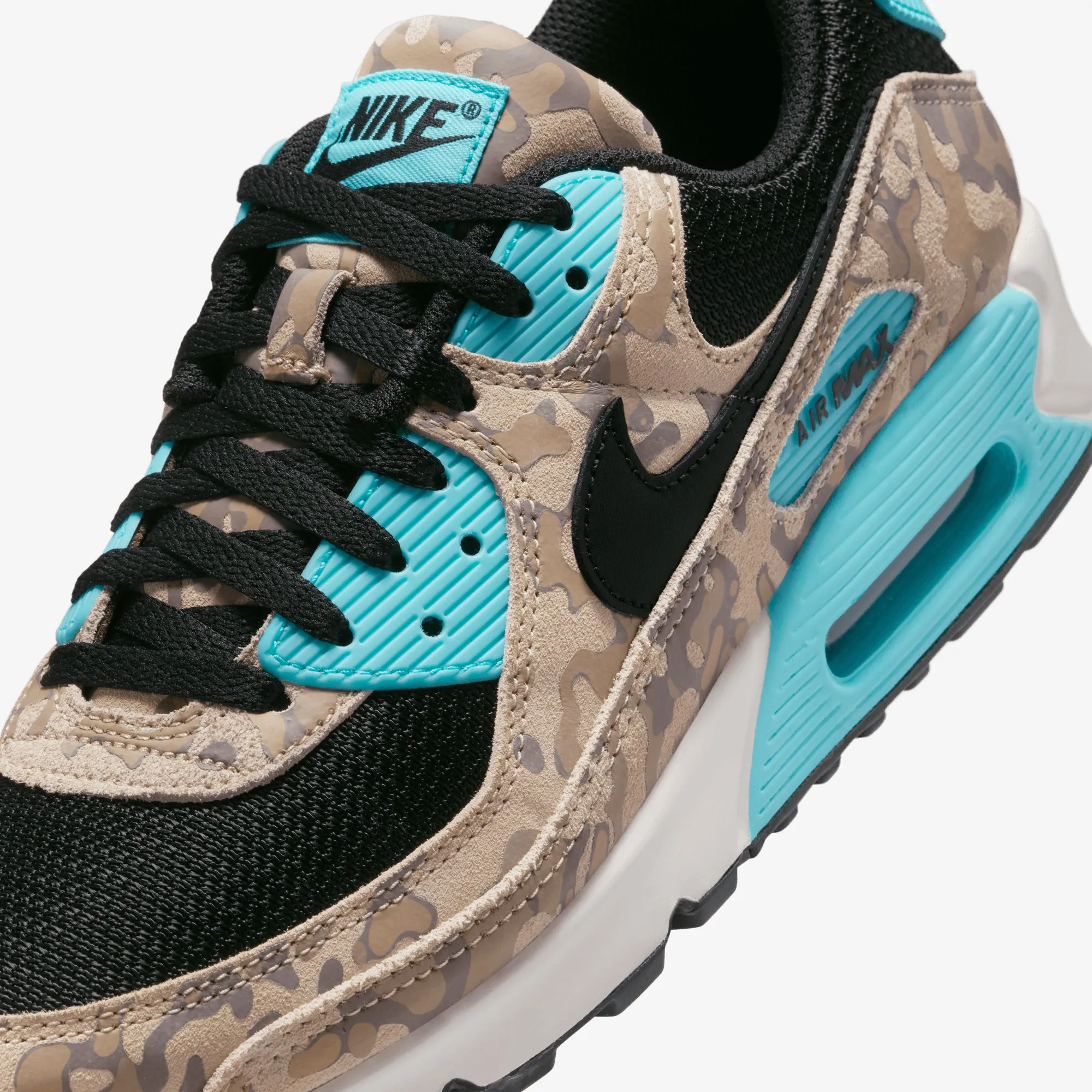 Nike | AIR MAX 90 { SANDDRIFT/BLACK-AURORA GREEN-KHAKI Strong Stitching