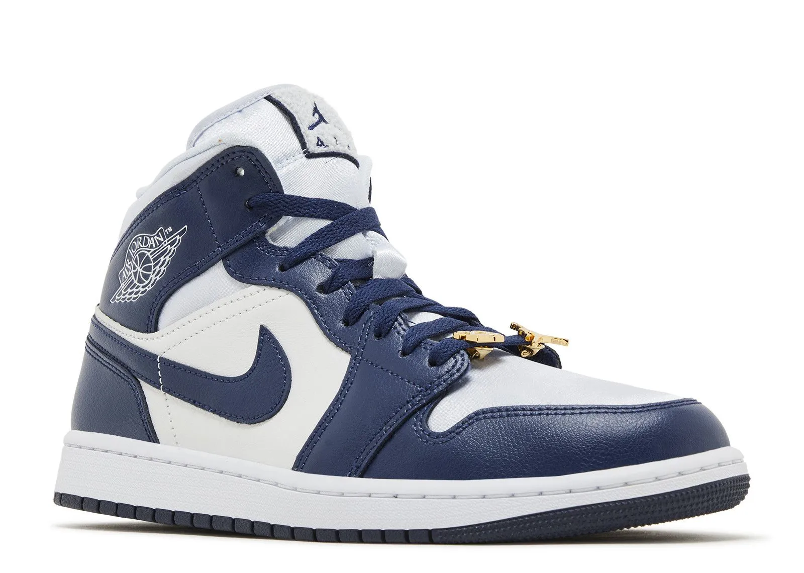 Air Jordan 1 Mid Football Grey White Midnight Navy Quick On Oasis Path