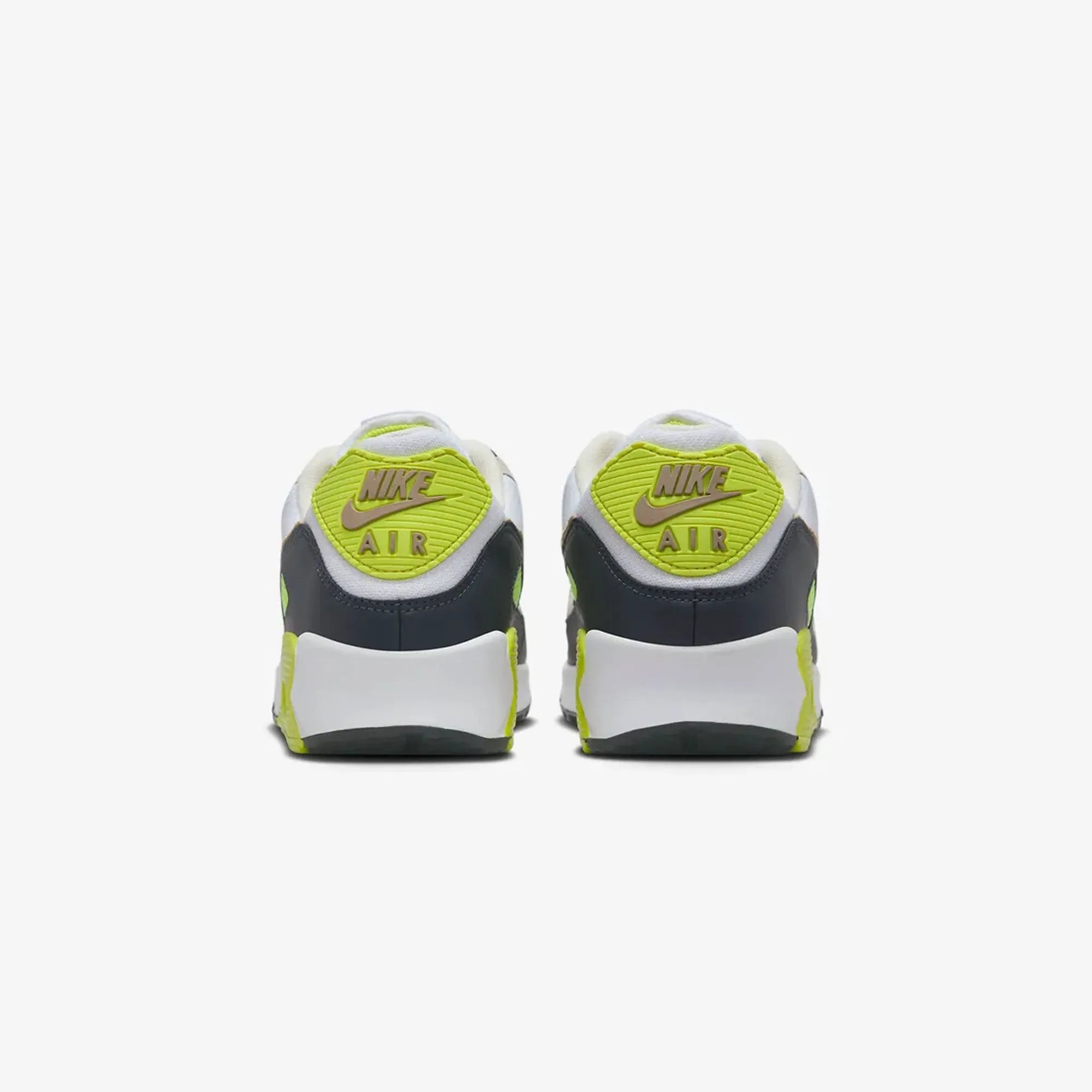NIKE | AIR MAX 90 { WHITE/KHAKI-CYBER-DK SMOKE GREY Smooth Soles Shine Bright