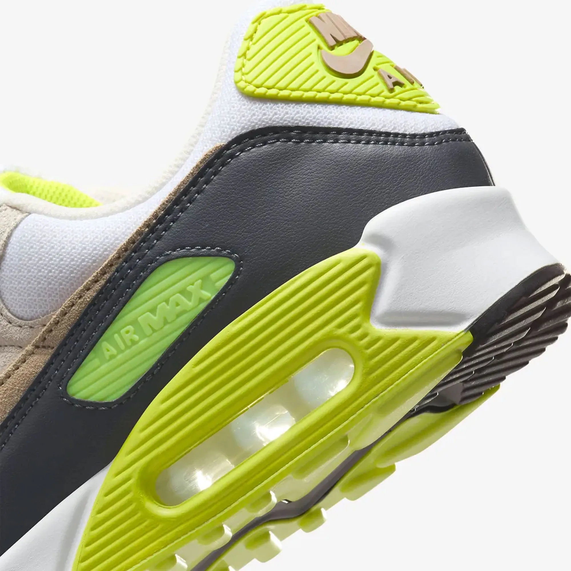 Pool Ready Week Easy NIKE | AIR MAX 90 { WHITE/KHAKI-CYBER-DK SMOKE GREY