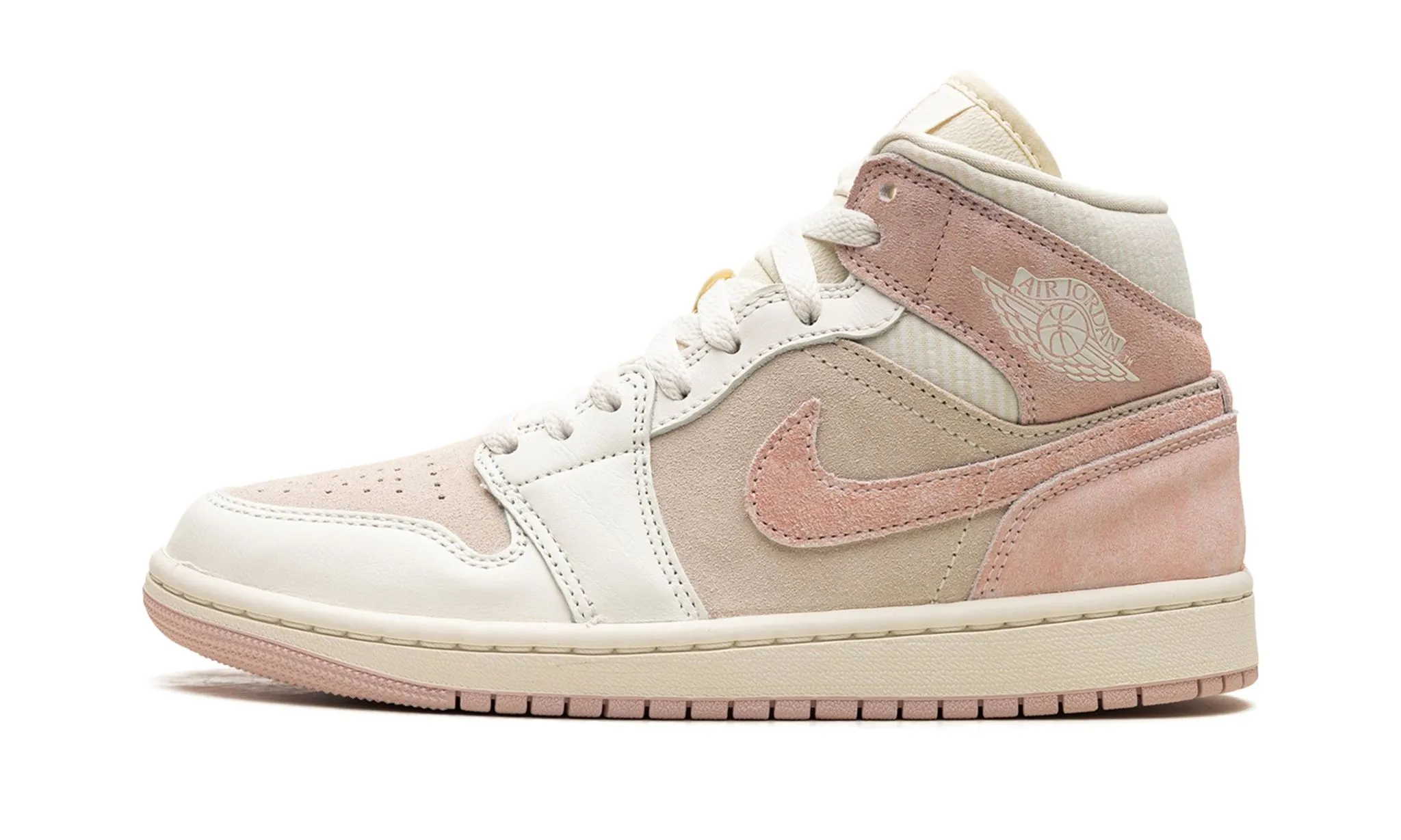 Wmns Air Jordan 1 Mid SE 'Seersucker' Velcro Closure Slow Pace