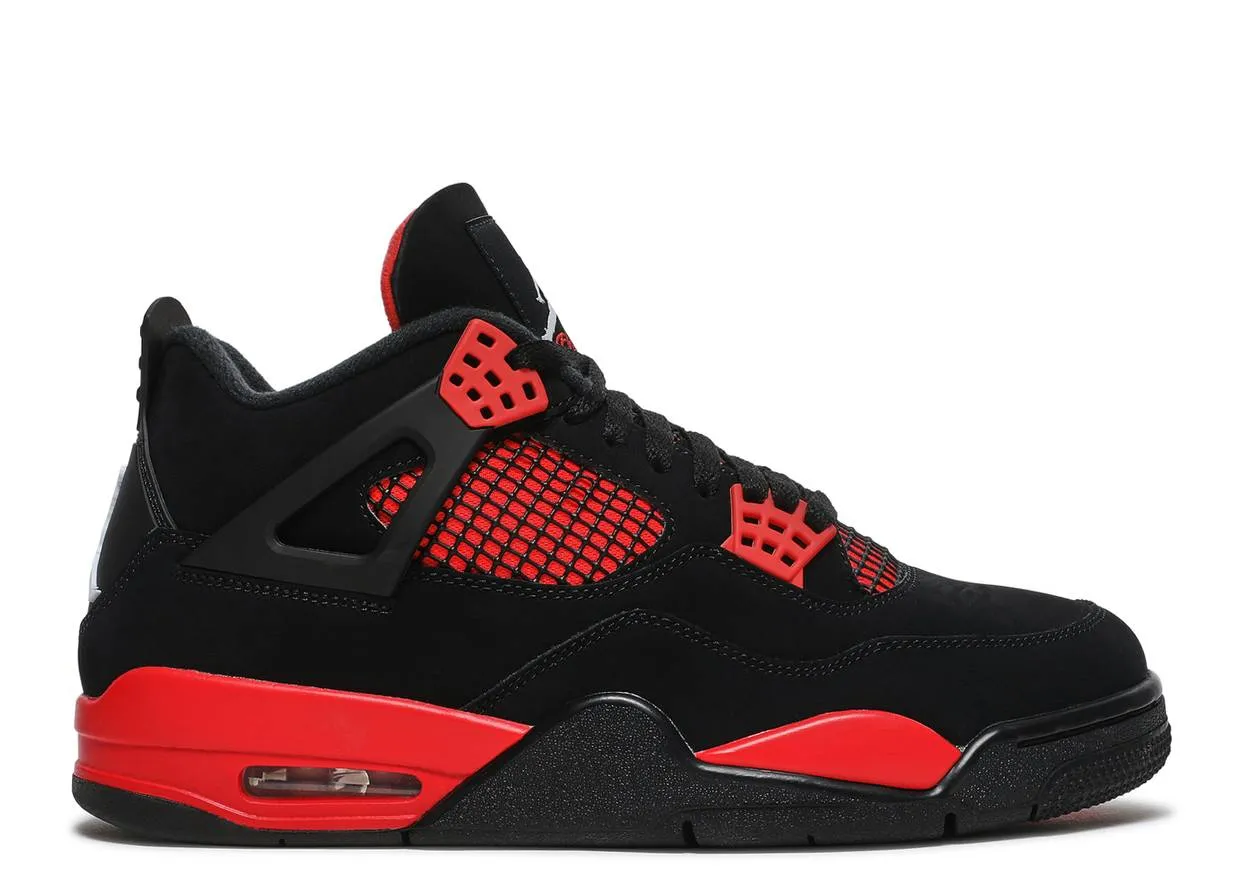 Air Jordan 4 Retro Red Thunder Flat Rubber Sole