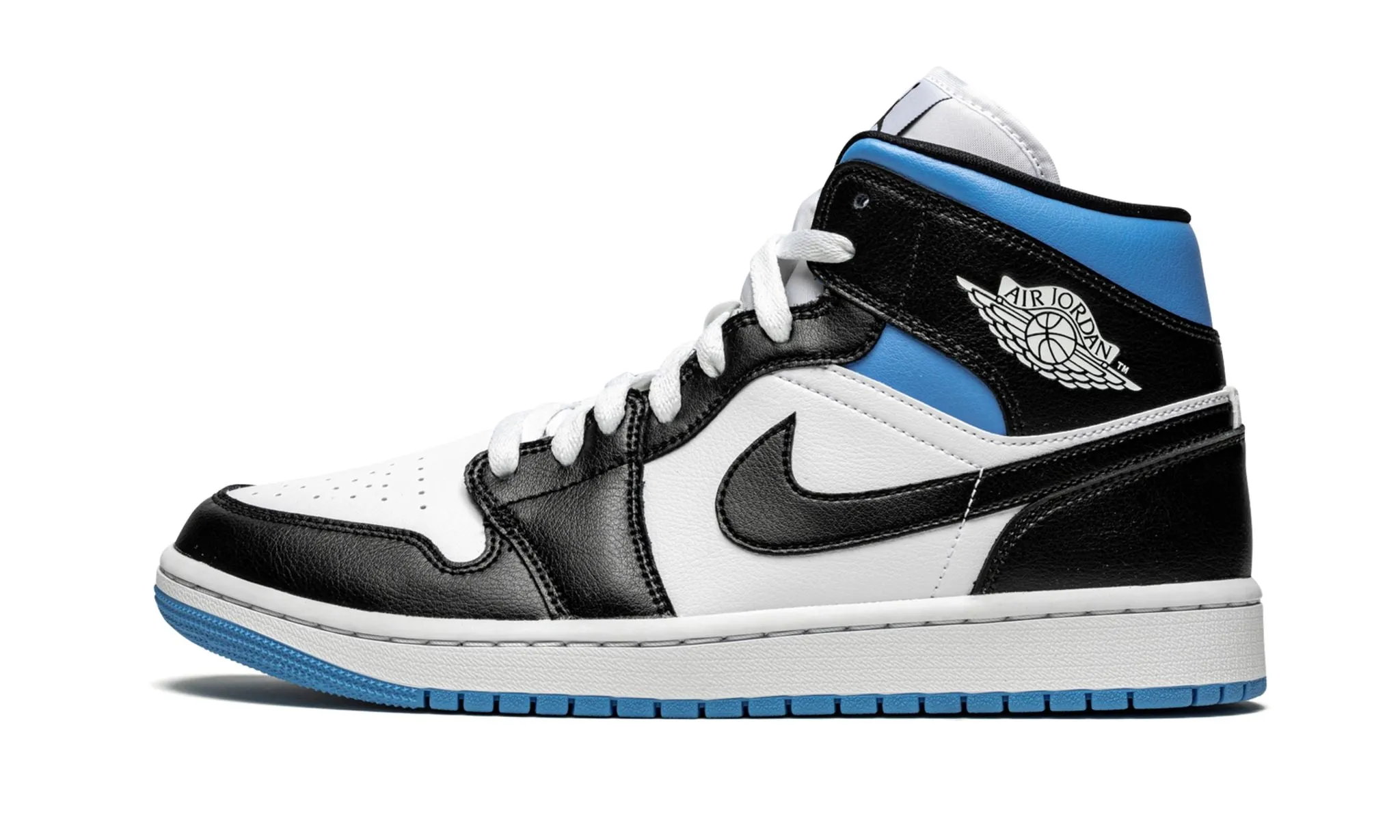 Wmns Air Jordan 1 Mid Black White University Blue boots Minimal Design