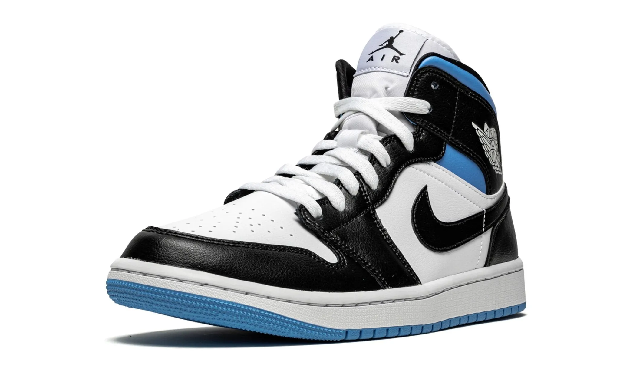 Step Friendly Morning Step Wmns Air Jordan 1 Mid Black White University Blue