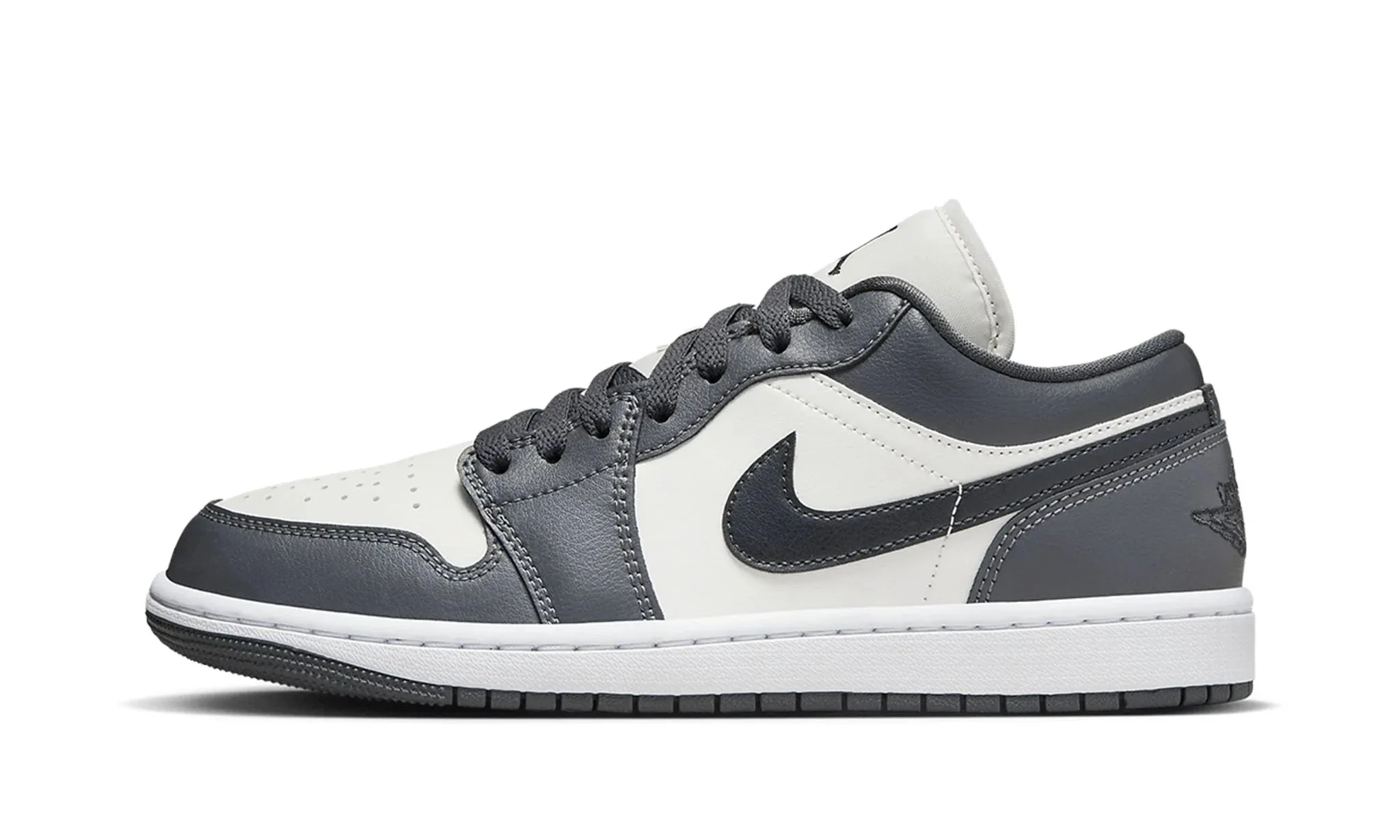 Clean White Slim Form Air Jordan 1 Low "Dark Grey" (Women's)