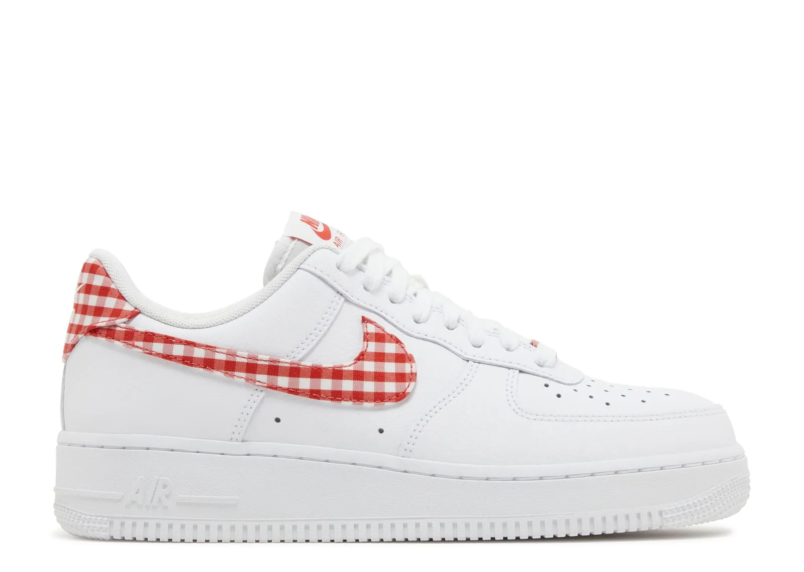 Flat Bottom Nike Air Force 1 Low '07 Essential White Mystic Red Gingham