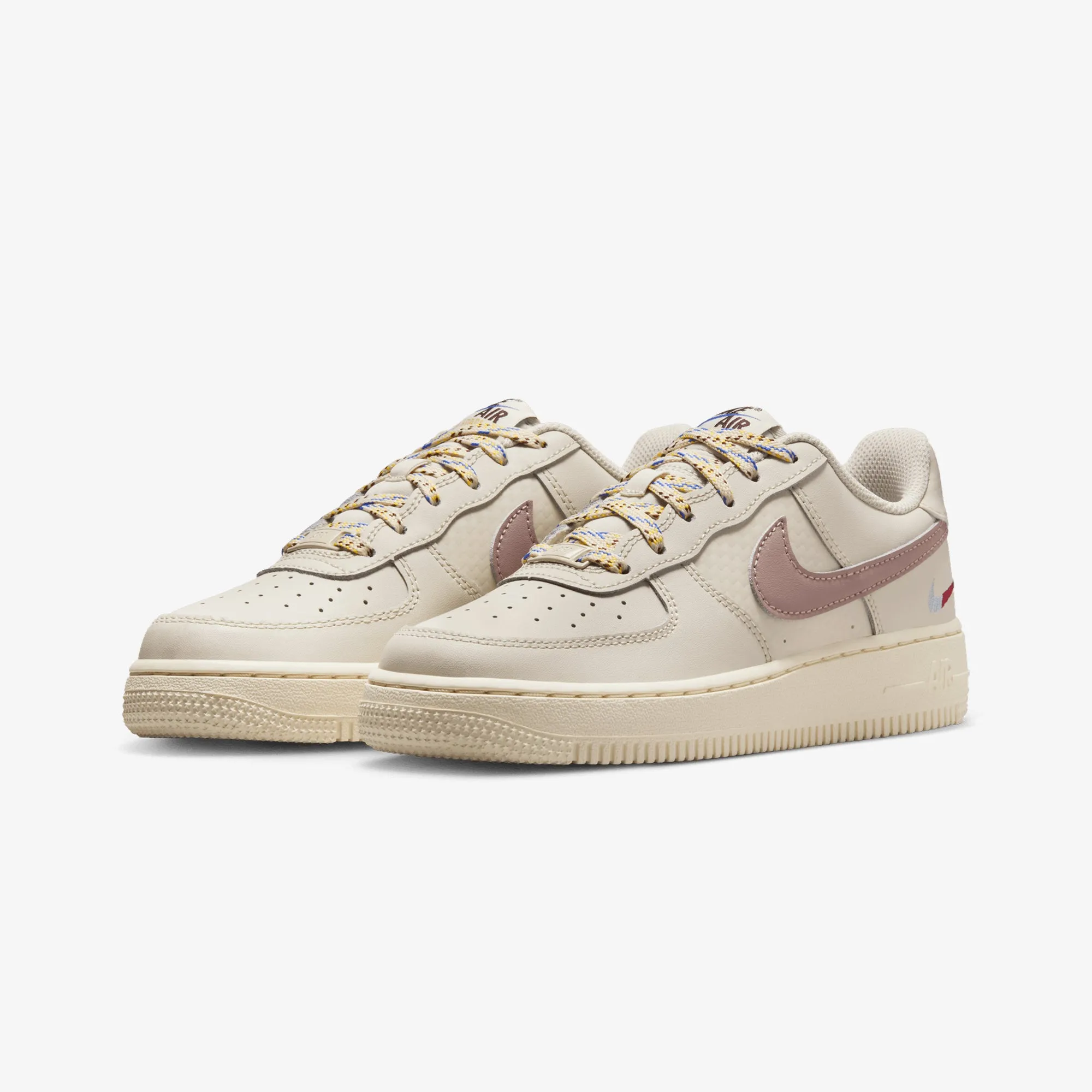 Mesh NIKE | AIR FORCE 1 LV8 1 (GS) { LT OREWOOD BRN/MALT-BURGUNDY CRUSH