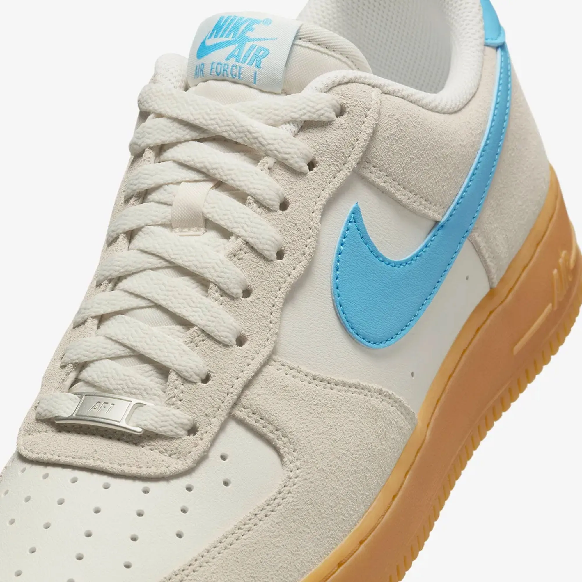 Mesh Upper NIKE | AIR FORCE 1 '07 LV8 { PHANTOM/BALTIC BLUE-GUM YELLOW