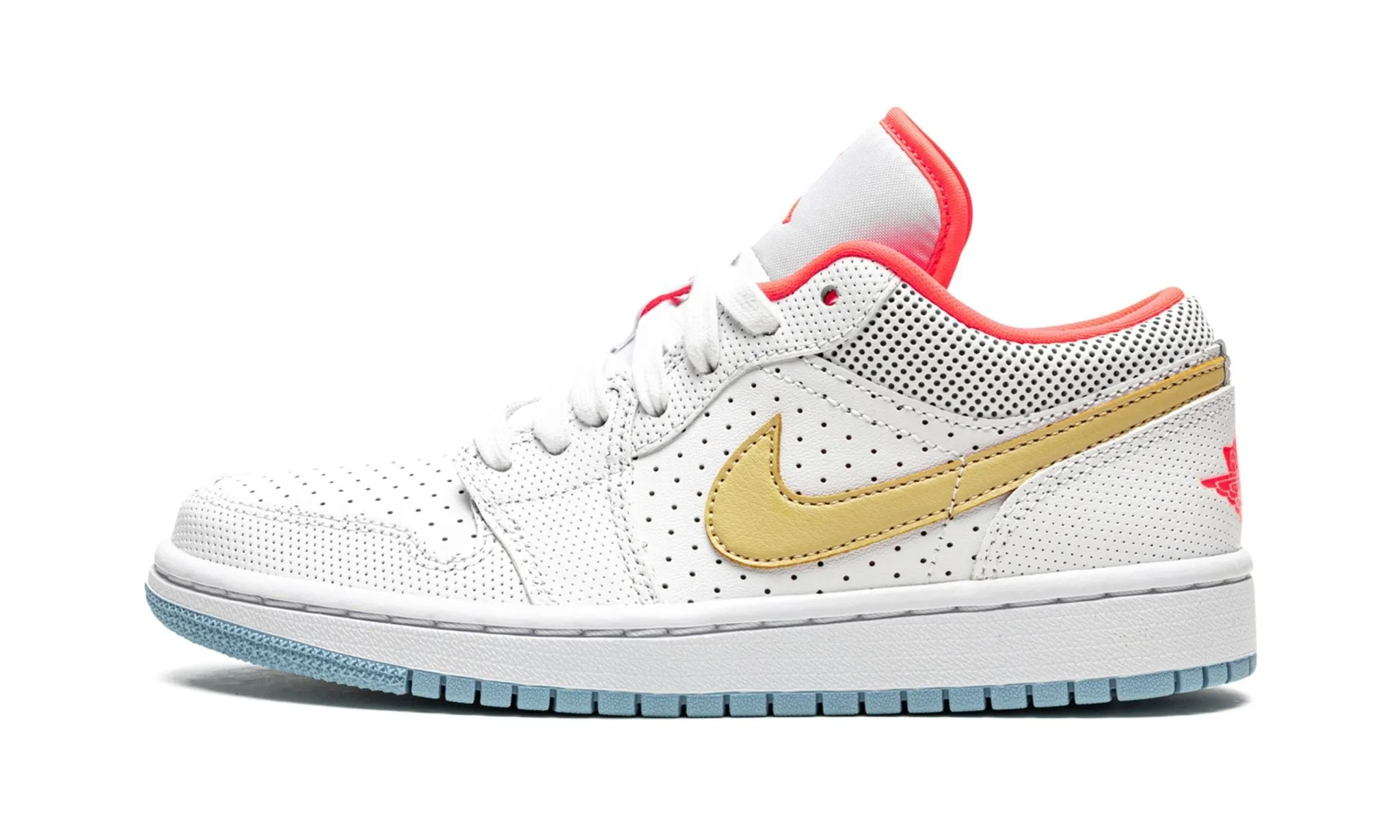 King Walk Wmns Air Jordan 1 Low SE White Sesame Flash Crimson