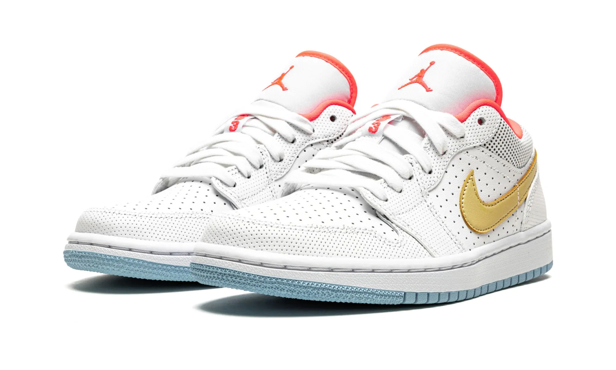 Reinforced toe construction Wmns Air Jordan 1 Low SE White Sesame Flash Crimson