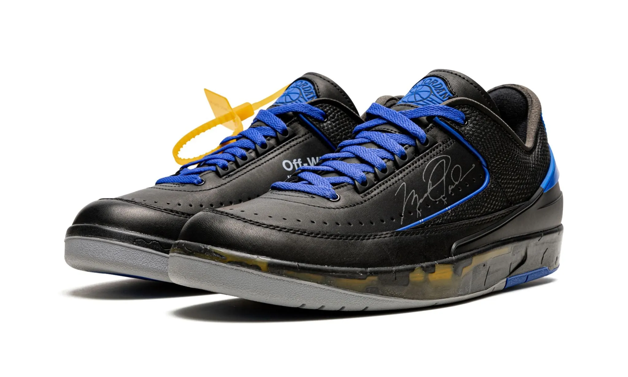 Off-White x Air Jordan 2 Retro Low SP Black Varsity Royal Fast Track Smooth ride