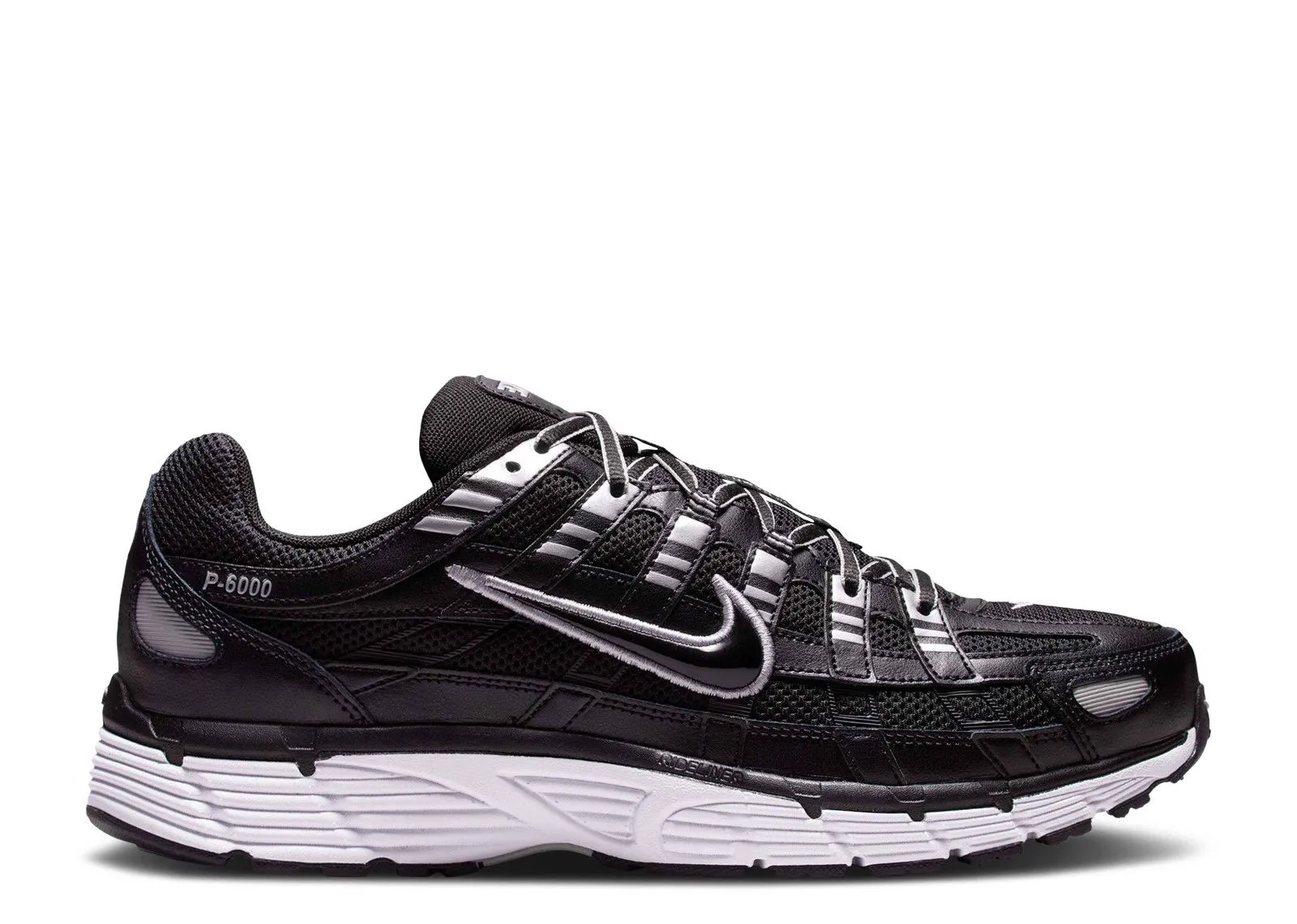 Nike P-6000 Black White Metallic Silver suede - finish - design shoes heel - cup insoles