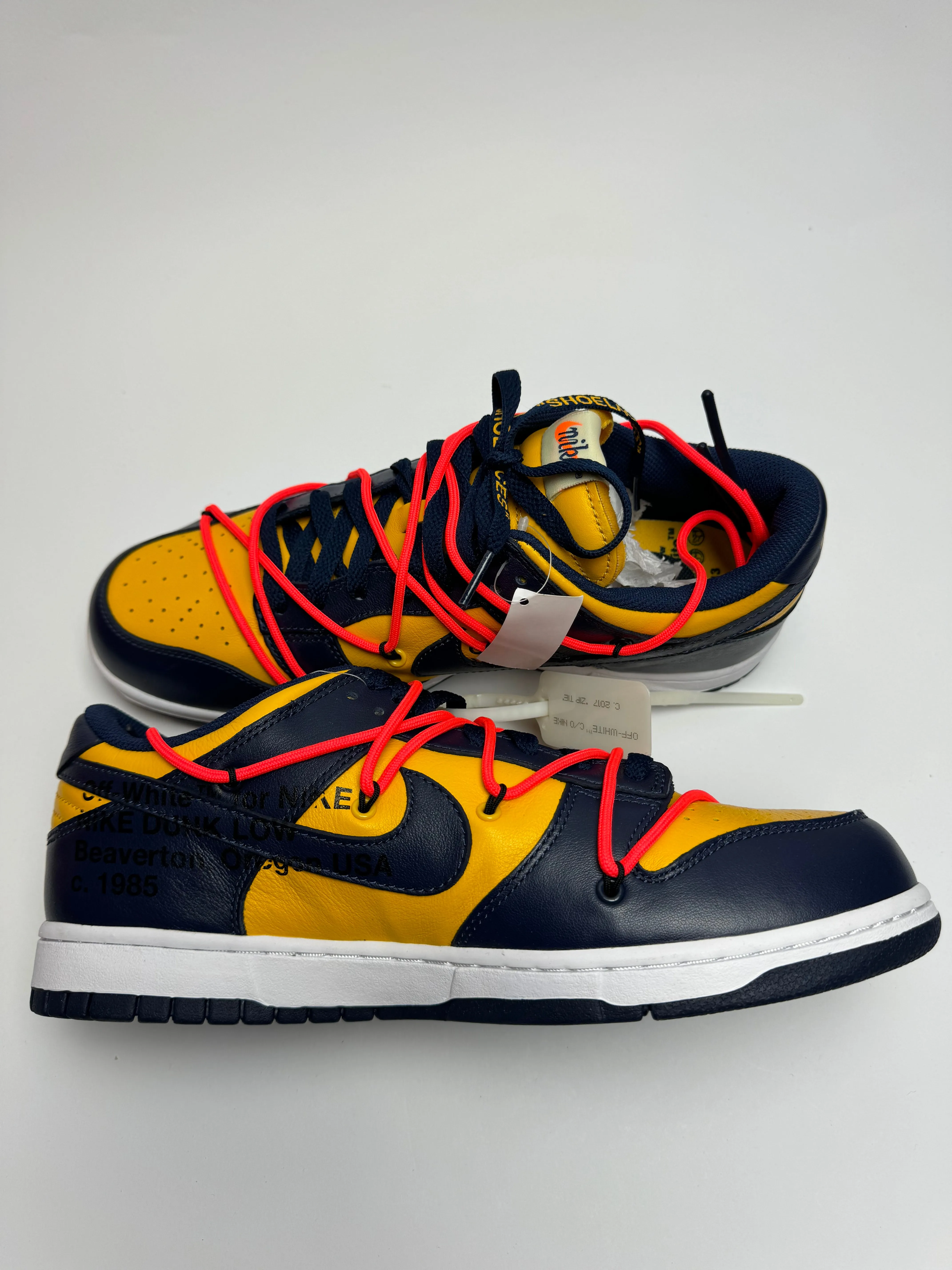 Off-White x Nike Dunk Low "University Gold" Shade Step Platform Style