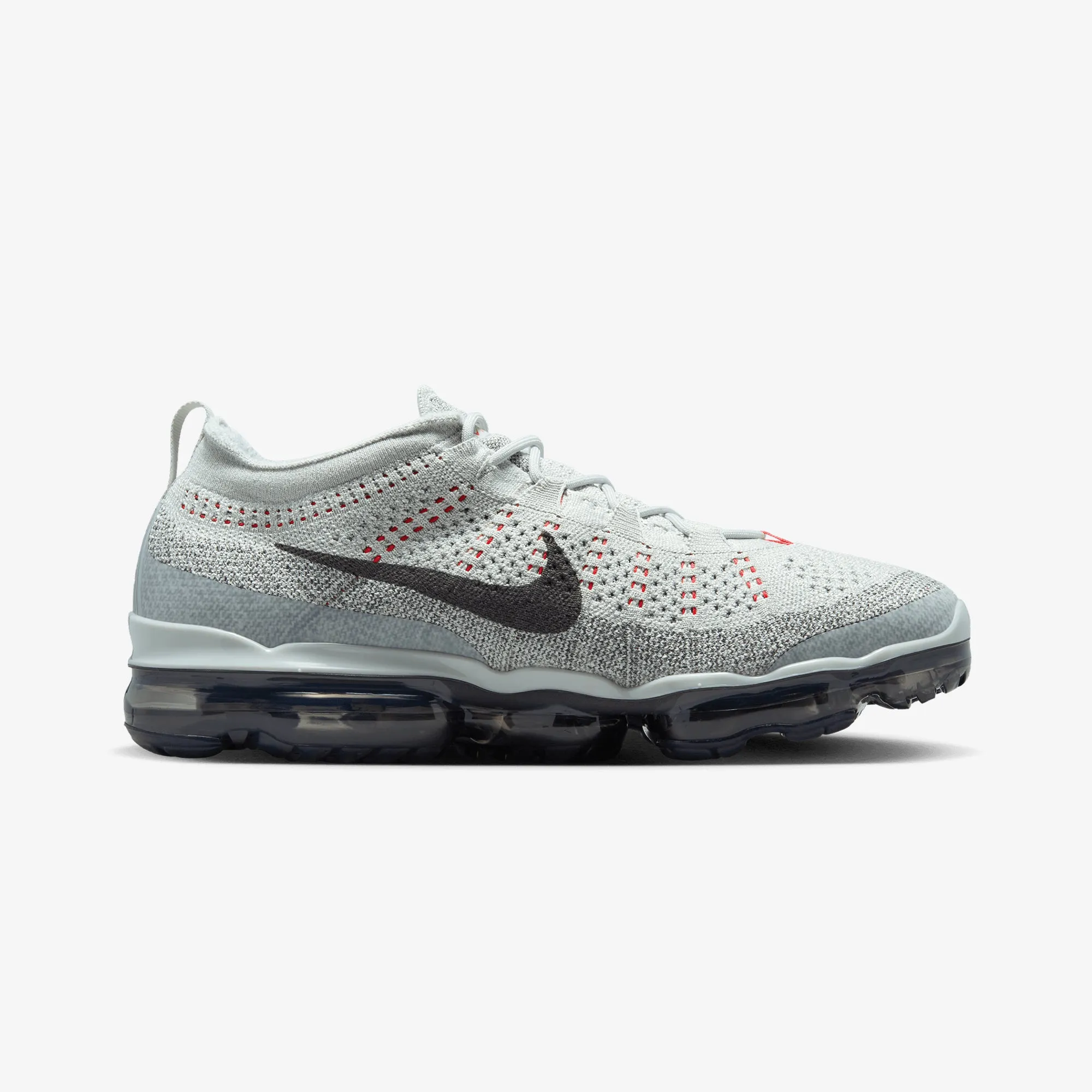NIKE | AIR VAPORMAX 2023 FLYKNIT { LIGHT SILVER/SMOKE GREY-PICANTE RED Fantasy Path Petite Fit