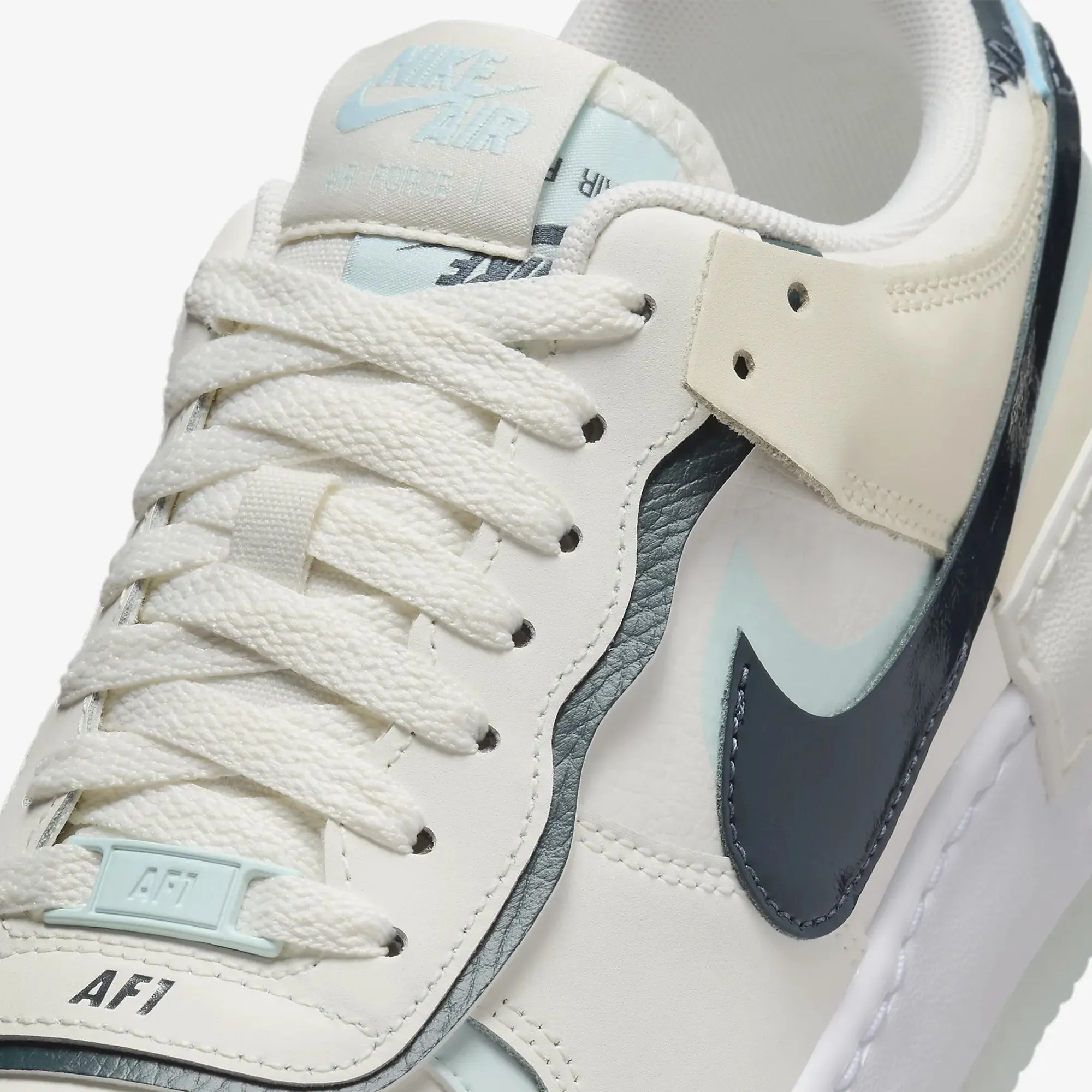 Lace Up Style Lace Tie NIKE | AIR FORCE 1 SHADOW { SAIL/ARMORY NAVY-GLACIER BLUE