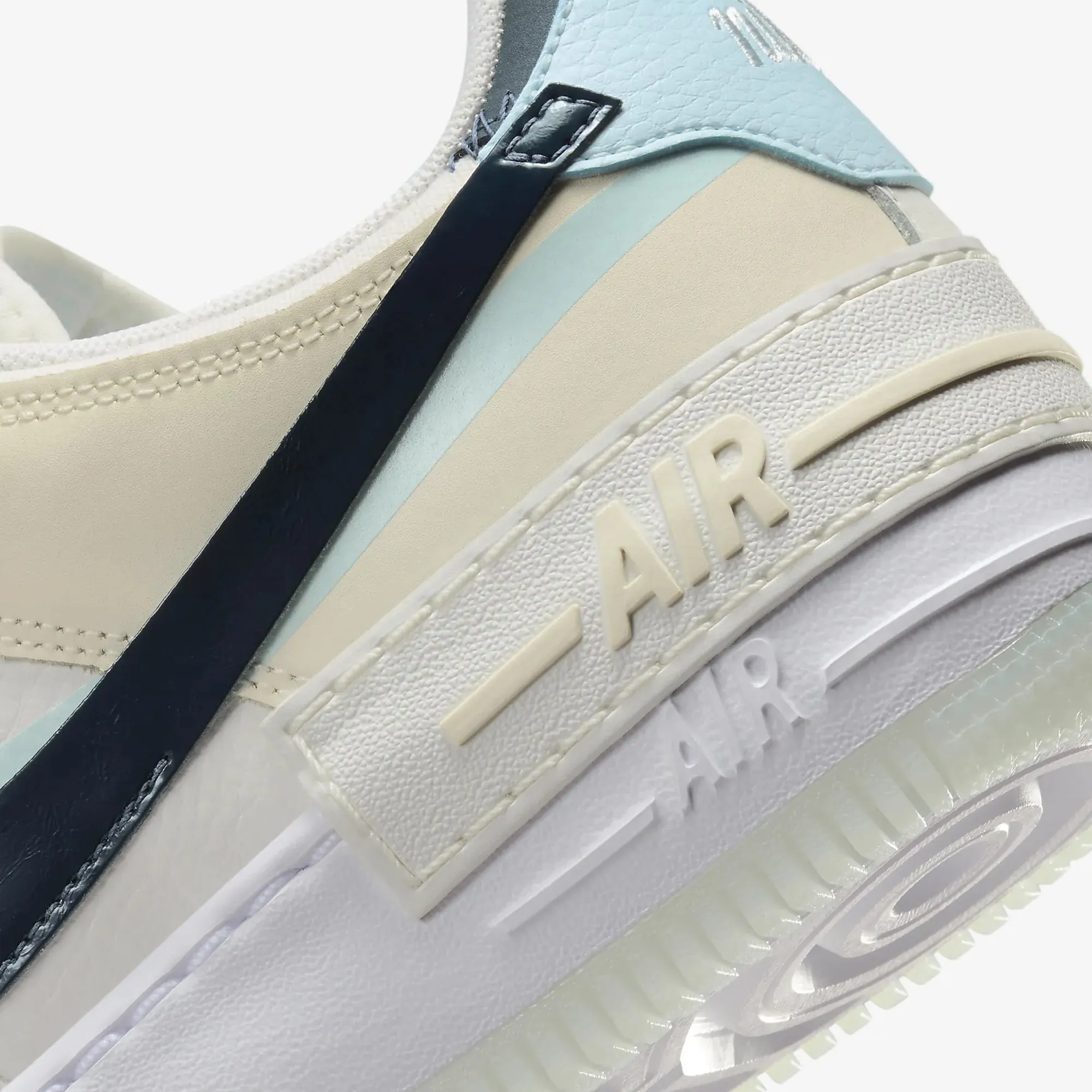 NIKE | AIR FORCE 1 SHADOW { SAIL/ARMORY NAVY-GLACIER BLUE Lace Up Curve Hug