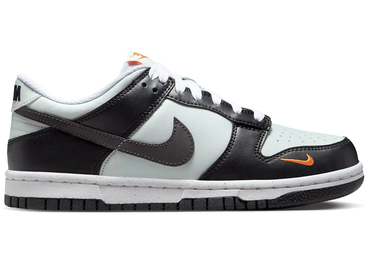 Nike Dunk Low Black Bright Mandarin Mini Swoosh (GS) Canvas Construction Block Step