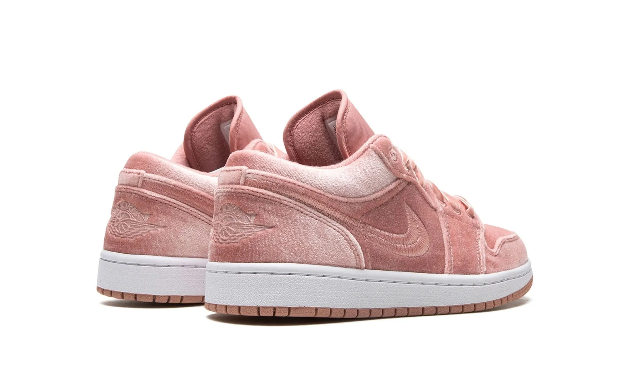 Wmns Air Jordan 1 Low SE Pink Velvet Lace Tie Sand Move